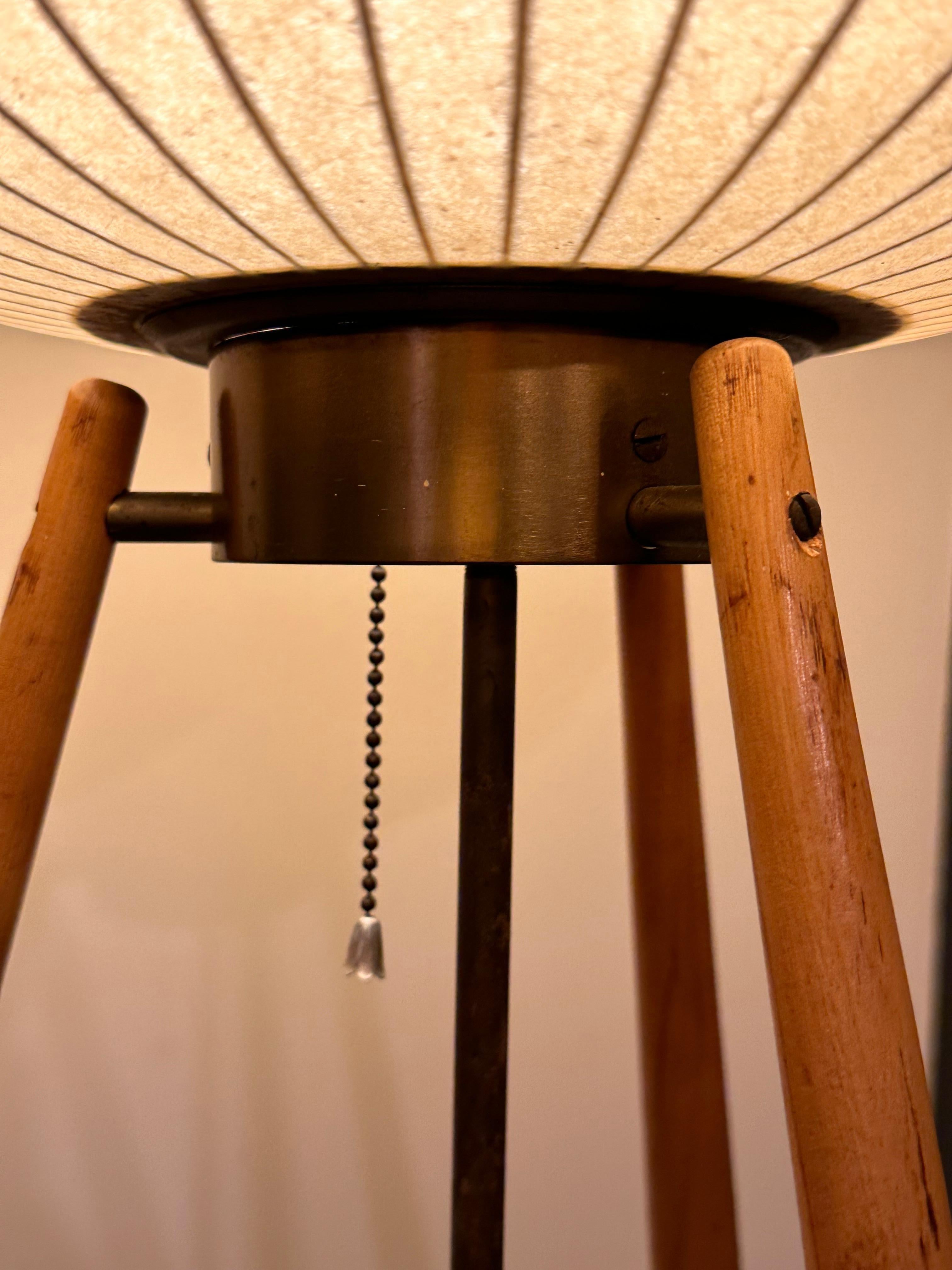 Extremely Rare George Nelson Bubble Floor Lamp Original Birch Tripod Base 1950s For Sale 6
