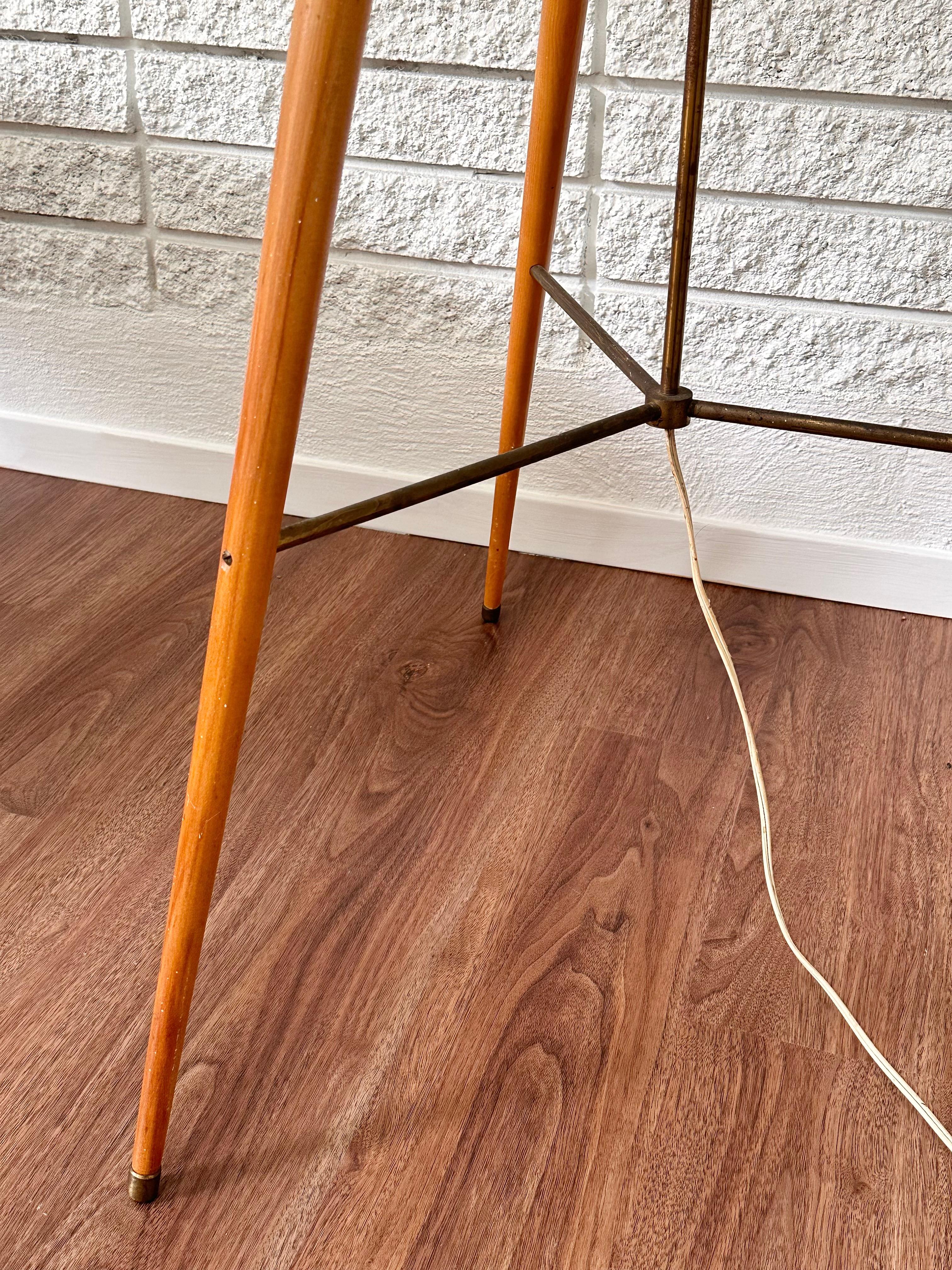 Extremely Rare George Nelson Bubble Floor Lamp Original Birch Tripod Base 1950s For Sale 1