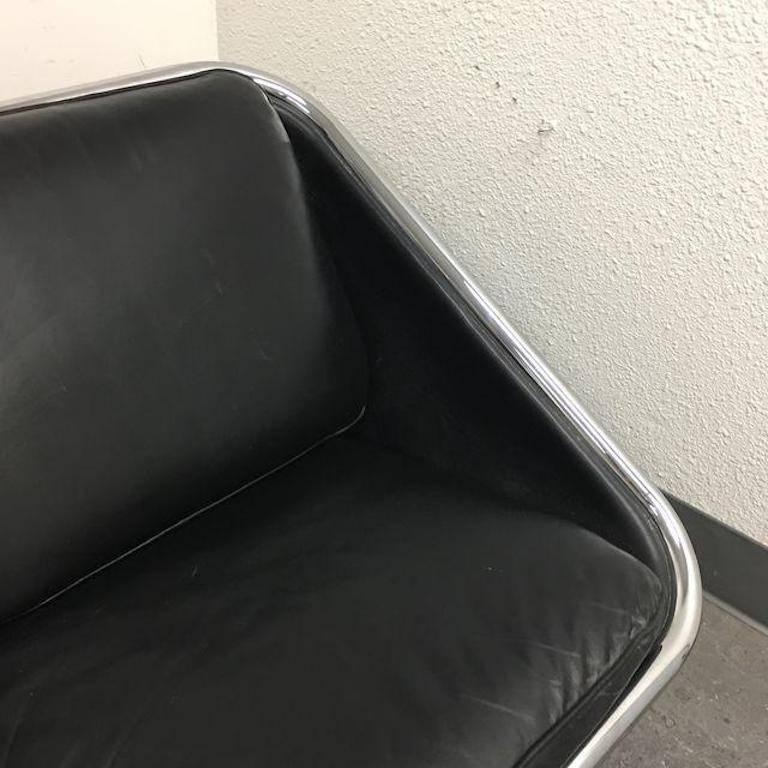 Mid-20th Century George Nelson Black Leather Chrome Sling Sofa by Herman Miller