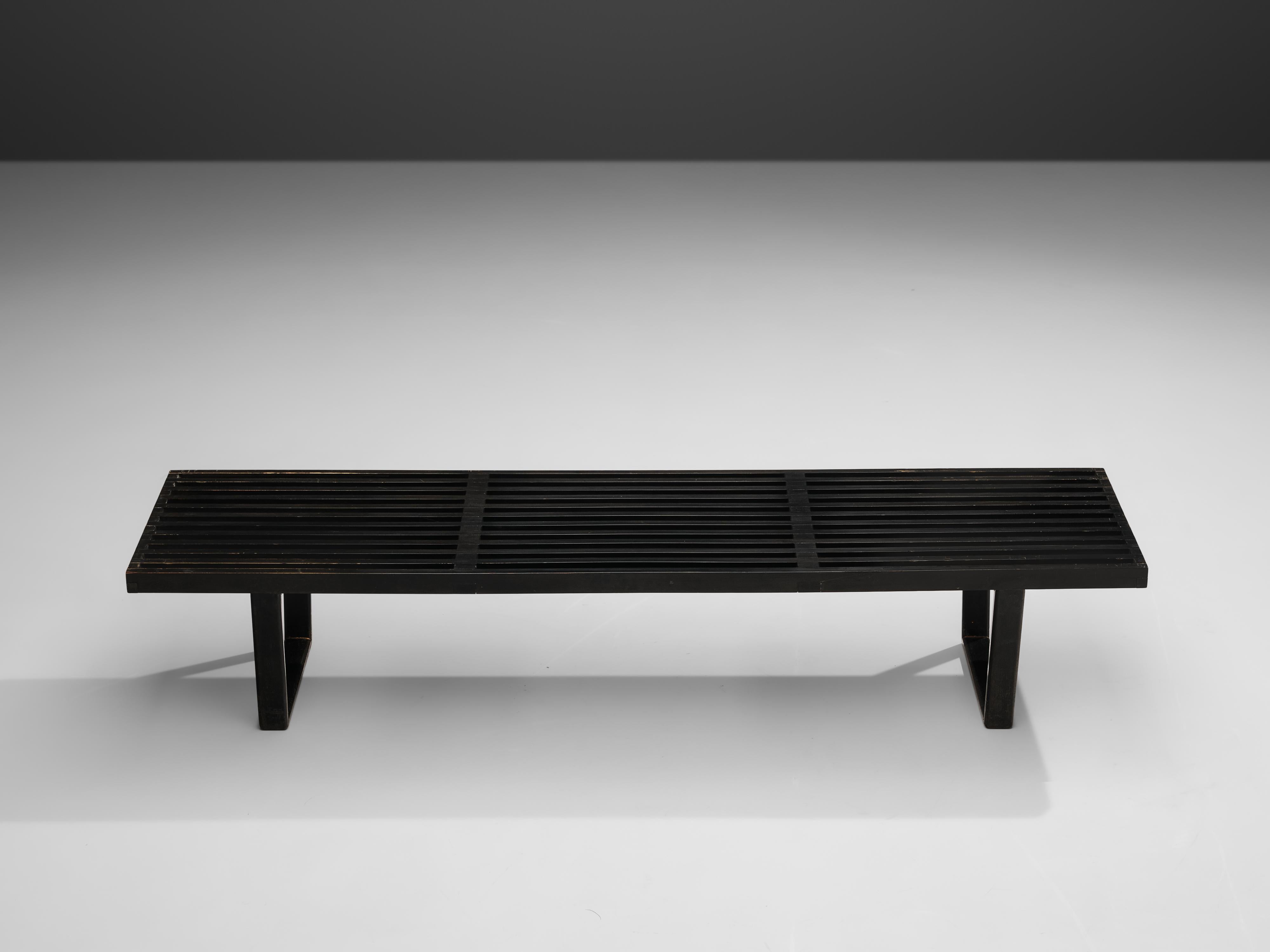Lacquered George Nelson Black ‘Platform’ Bench or Side Table