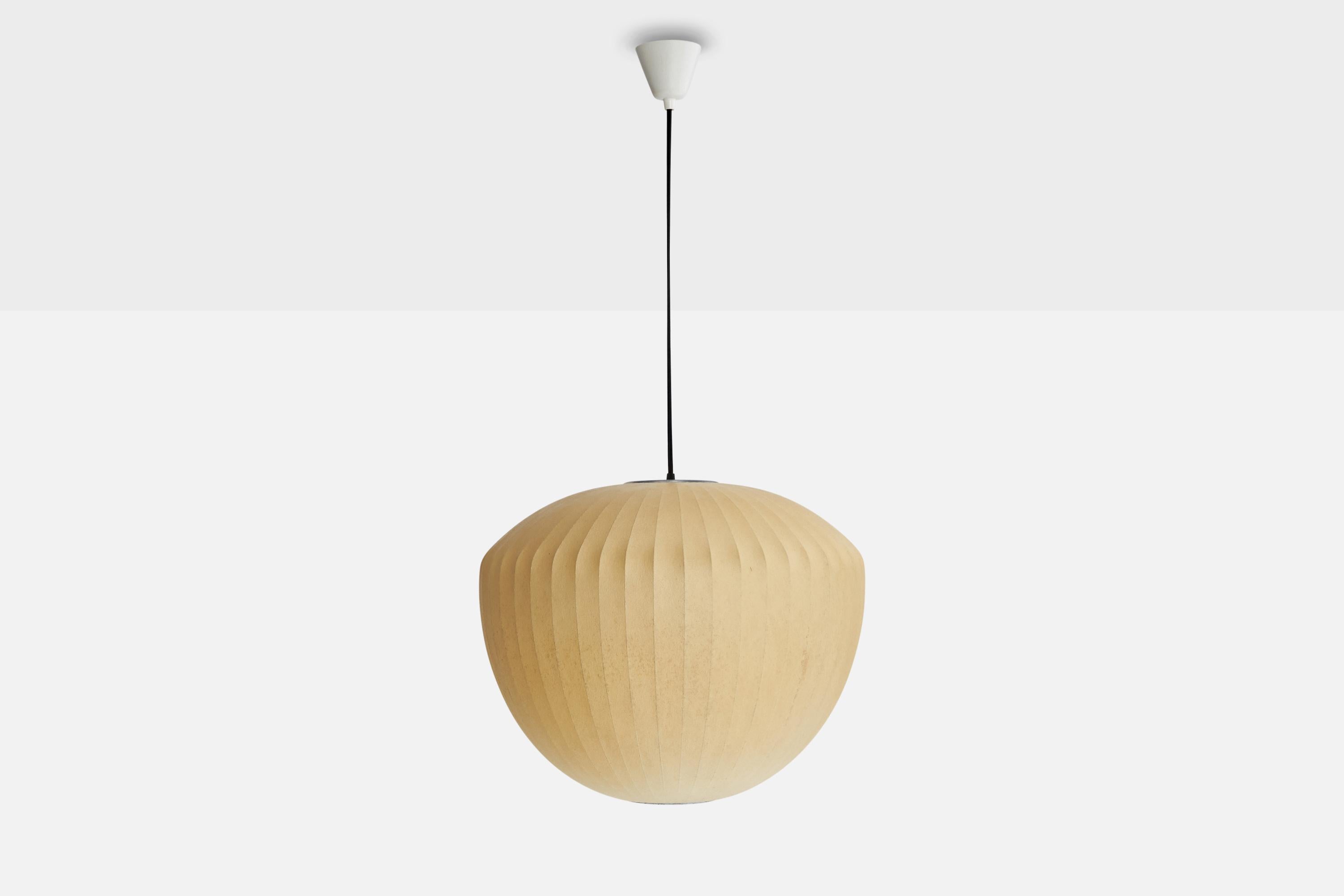 Mid-Century Modern George Nelson, Bubble Pendant, Steel, Plastic, USA, 1960s For Sale