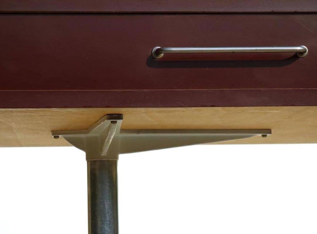 George Nelson by Herman Miller Laminated Aluminum Design 1950s Rare Desk For Sale 2