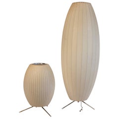 George Nelson Cigar Tripod Bubble Lamps for Howard Miller Retro, Pair