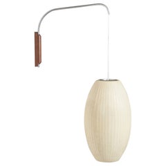 George Nelson, Cigar Wall Sconce, Plastic, Walnut, Nickel, Herman Miller, 1952