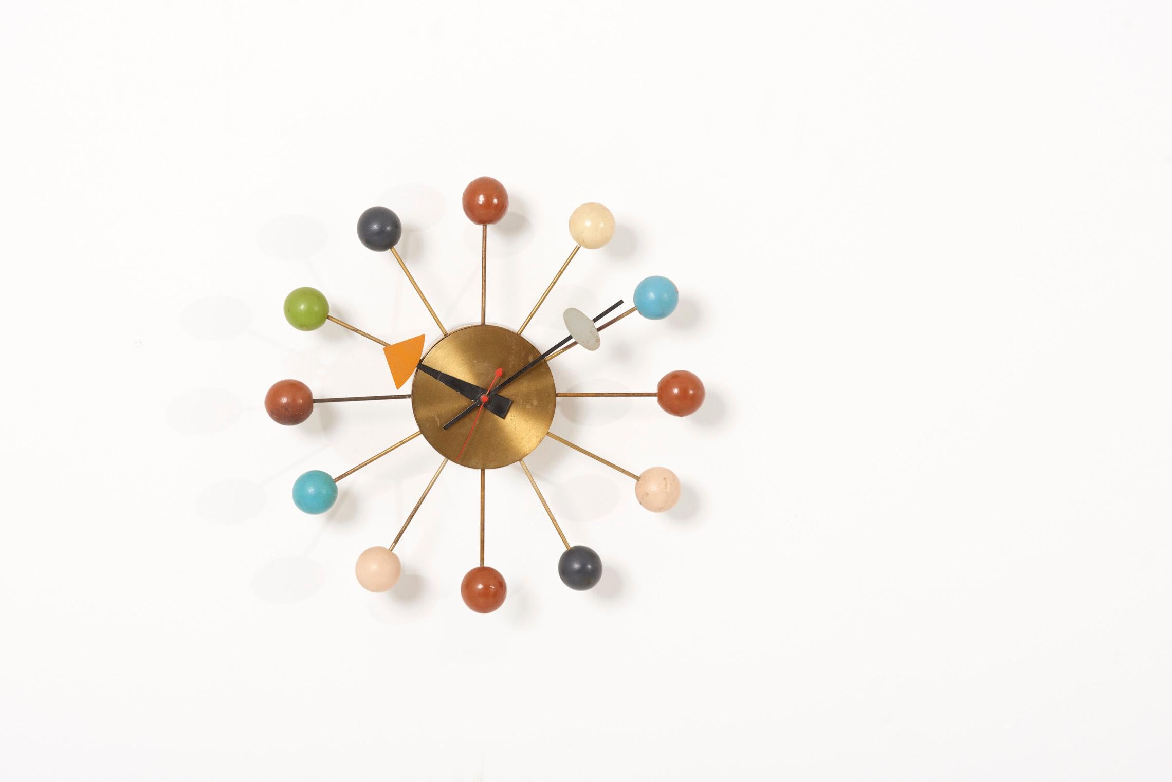 George Nelson iconic ball clock in brass, US 1950s.
  