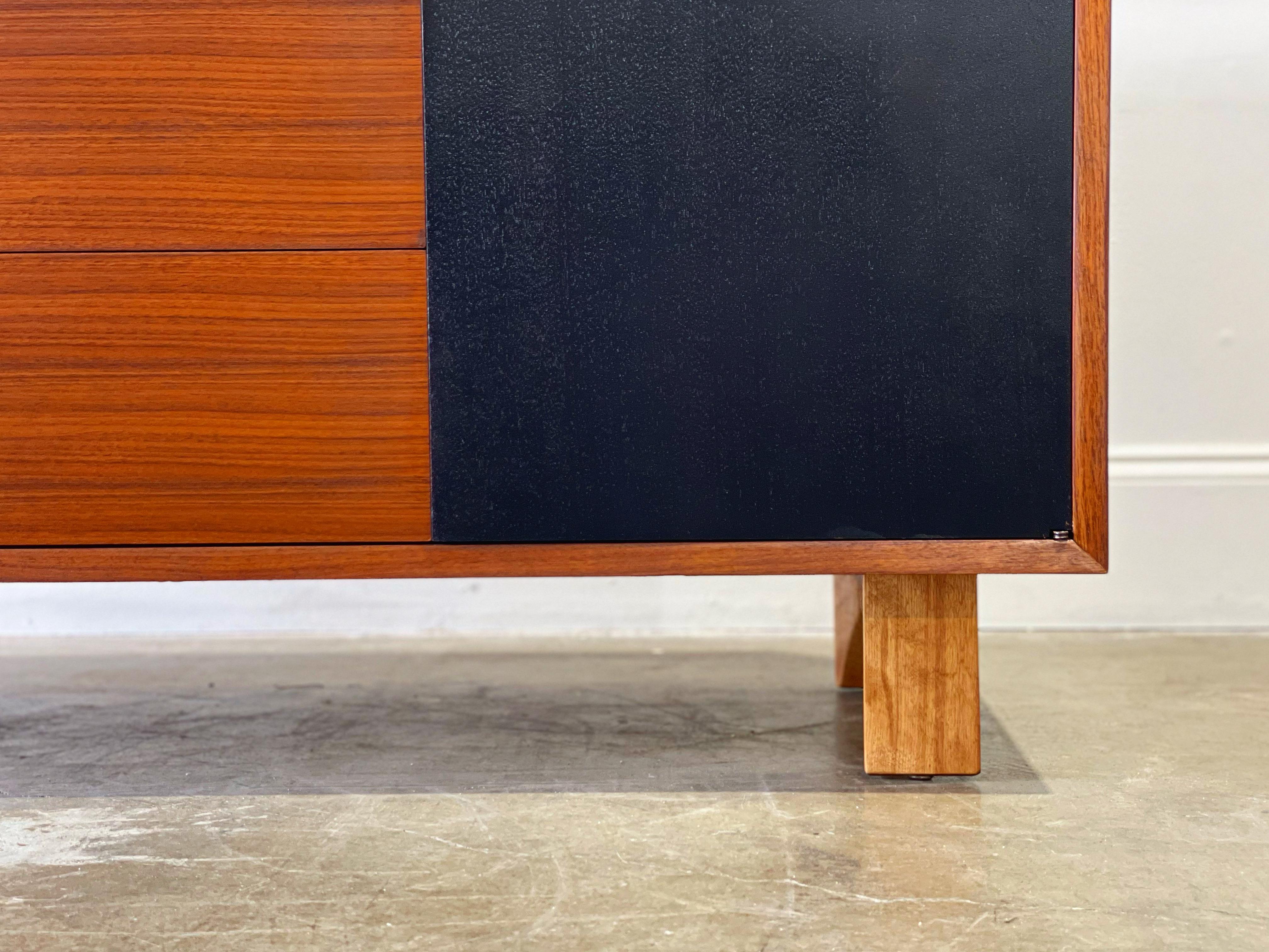 Lacquer George Nelson Credenza for Herman Miller, Mid-Century Modern Cabinet, Walnut