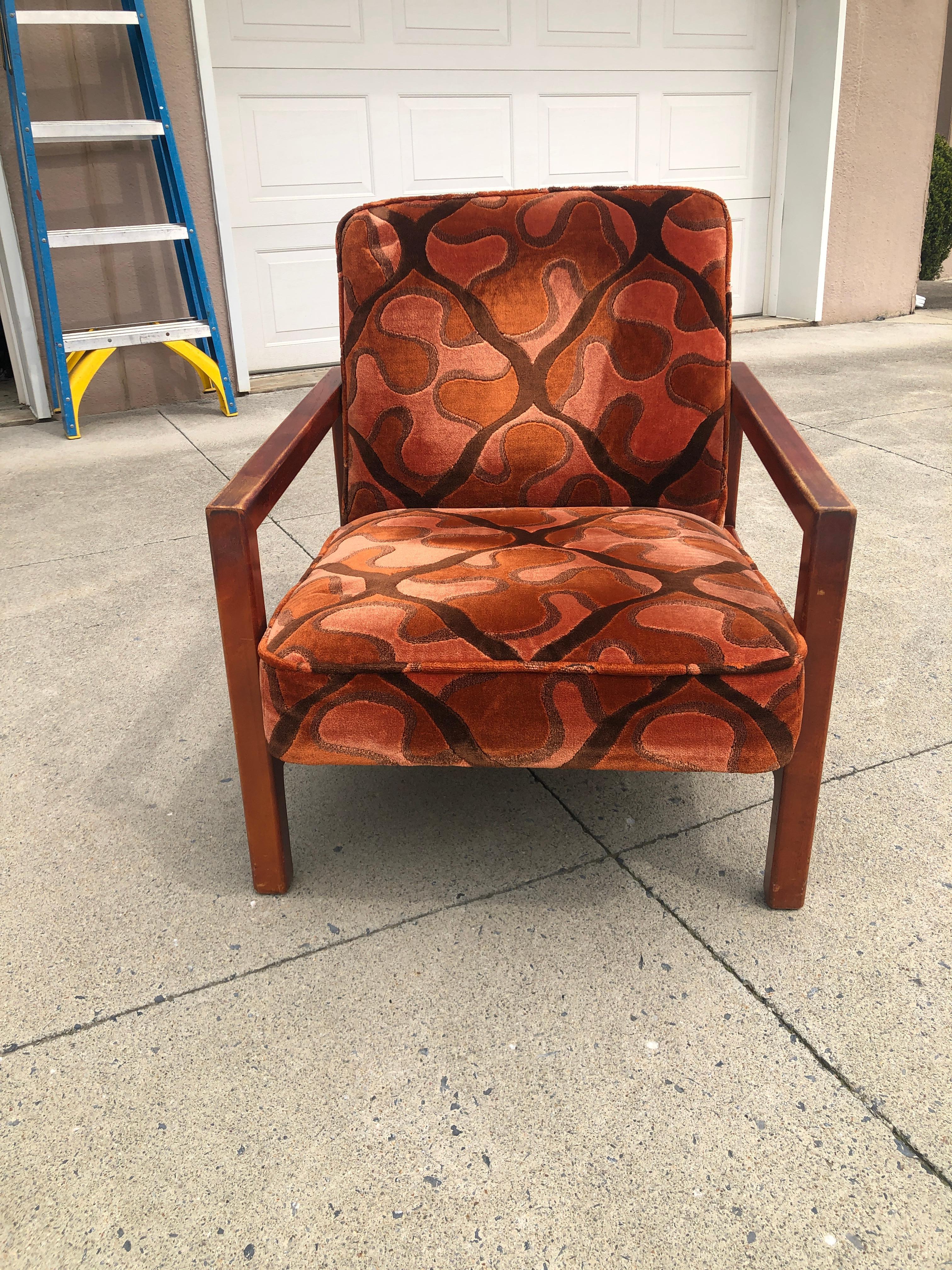 George Nelson Cube Group lounge chair Larson fabric original red birch 4774 M.
