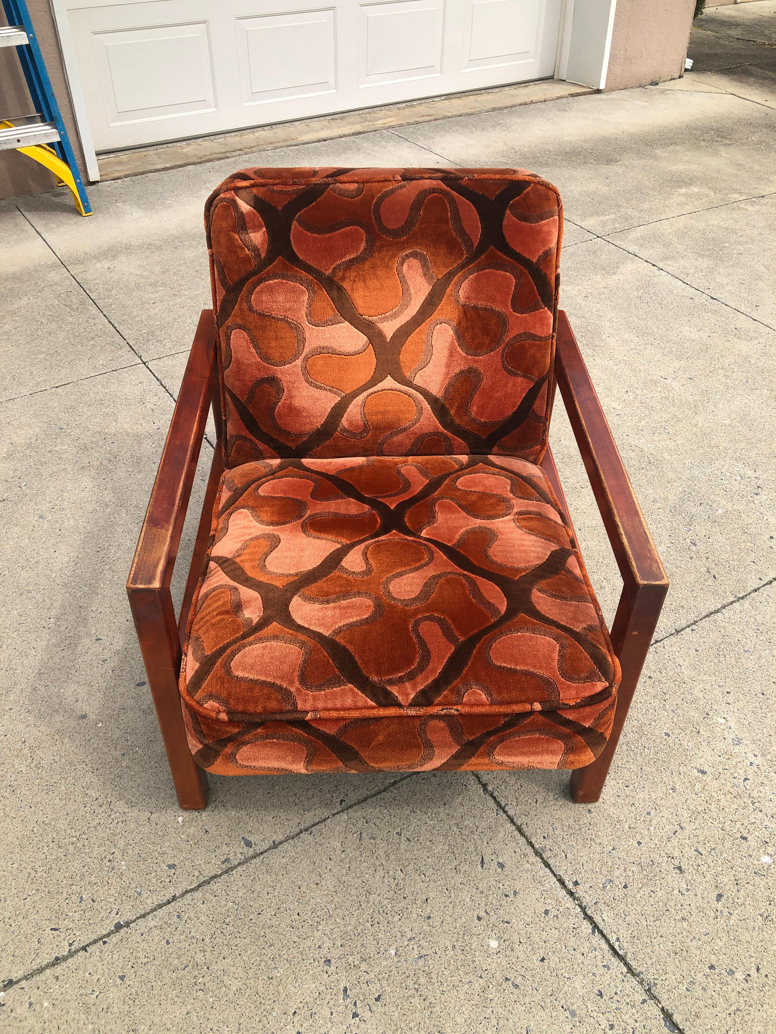 Anodized George Nelson Cube Group Lounge Chair Larson Fabric Original Red Birch 4774 M For Sale
