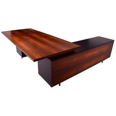 George Nelson Custom Rosewood Desk and Return