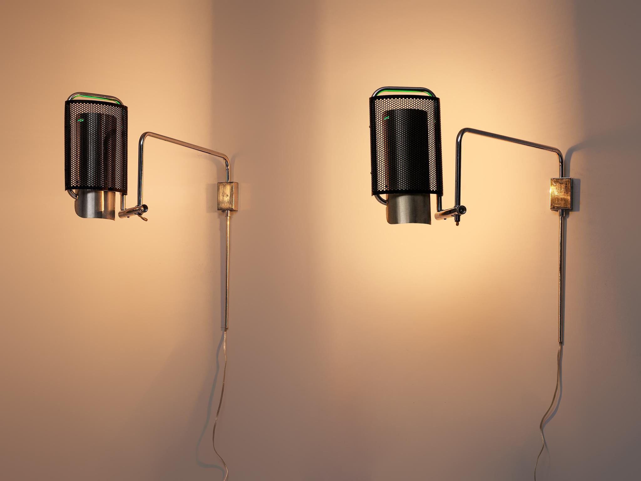 Mid-Century Modern George Nelson & Daniel Lewis Pair of Wall Lamps 'Eyeshade' 