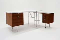 George Nelson Desk with Rare Moveable Small Desk / Typewriter / Printer Stand