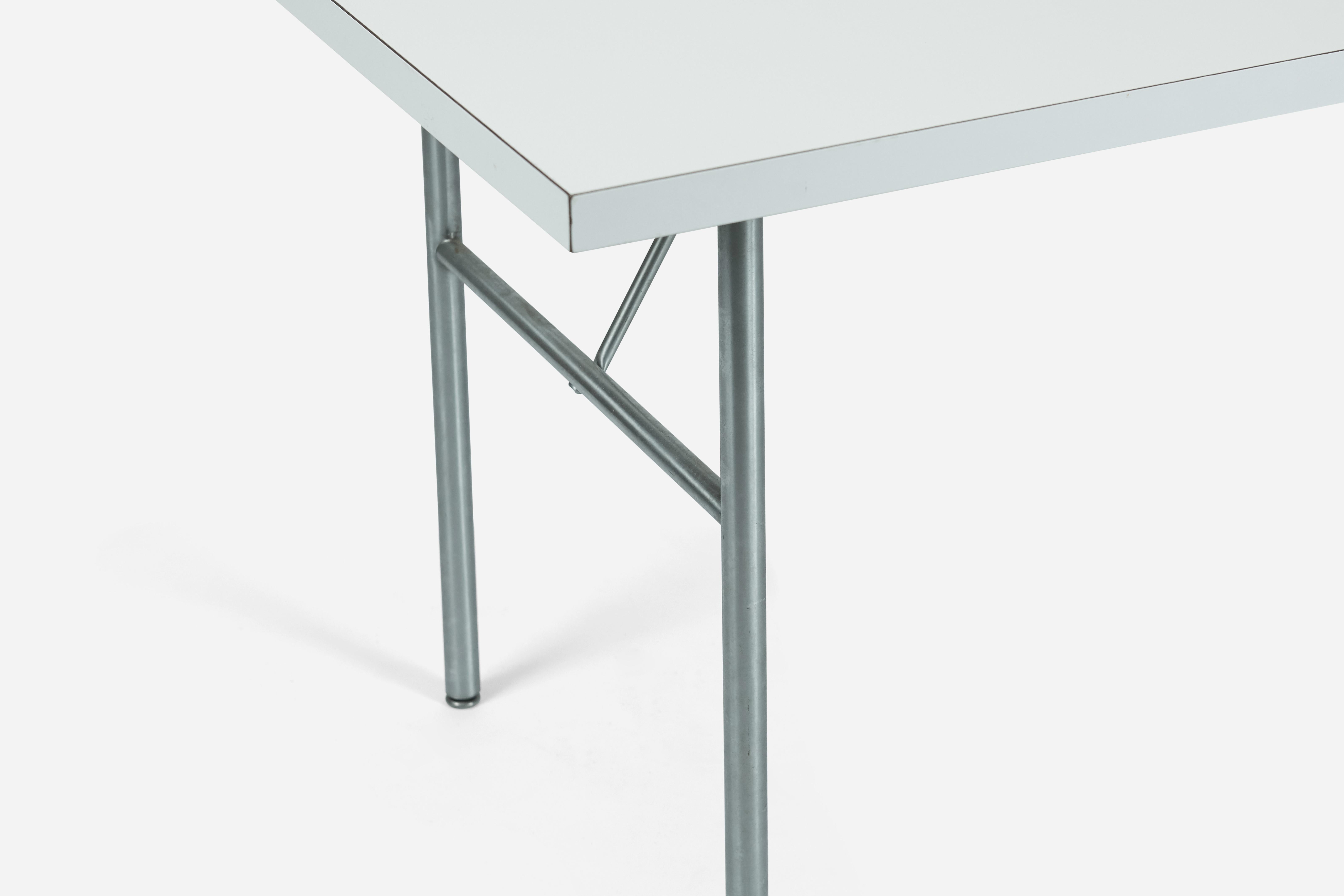 George Nelson for Herman Miller dining table / desk.  White laminate top with aluminium base.