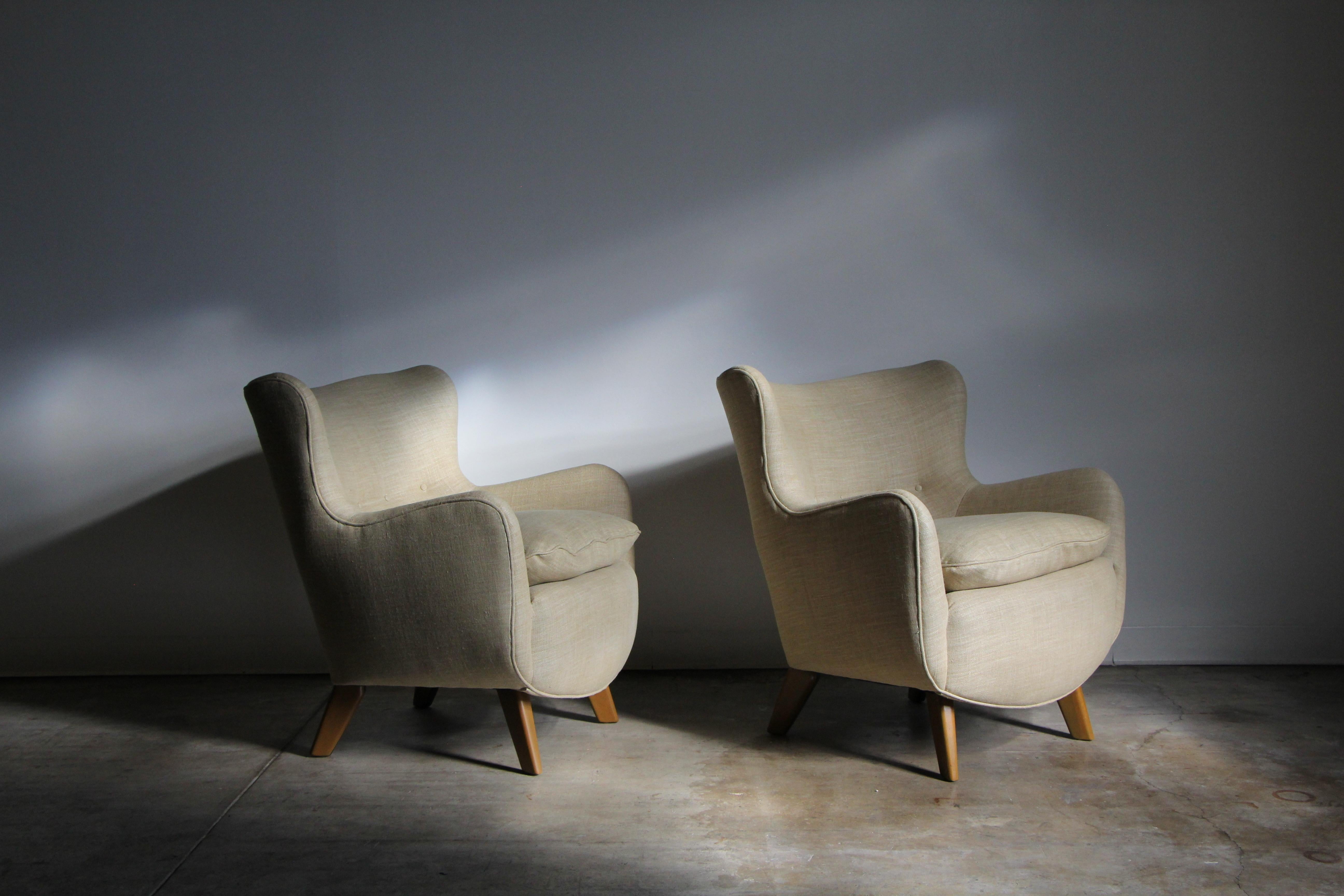 George Nelson Early Model '4688' Wingback Lounge Chairs for Herman Miller, 1940s For Sale 4