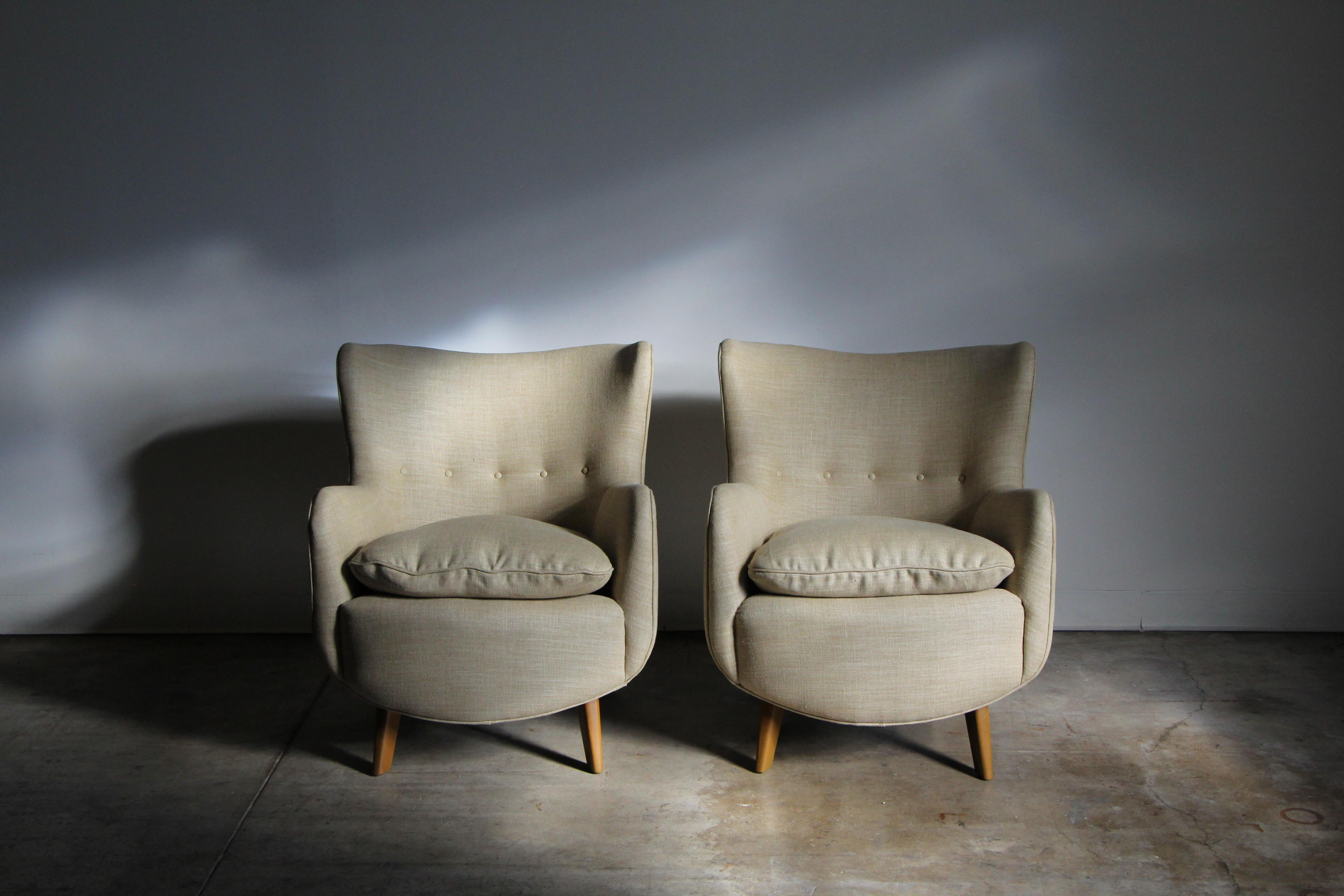 George Nelson Early Model '4688' Wingback Lounge Chairs for Herman Miller, 1940s For Sale 5