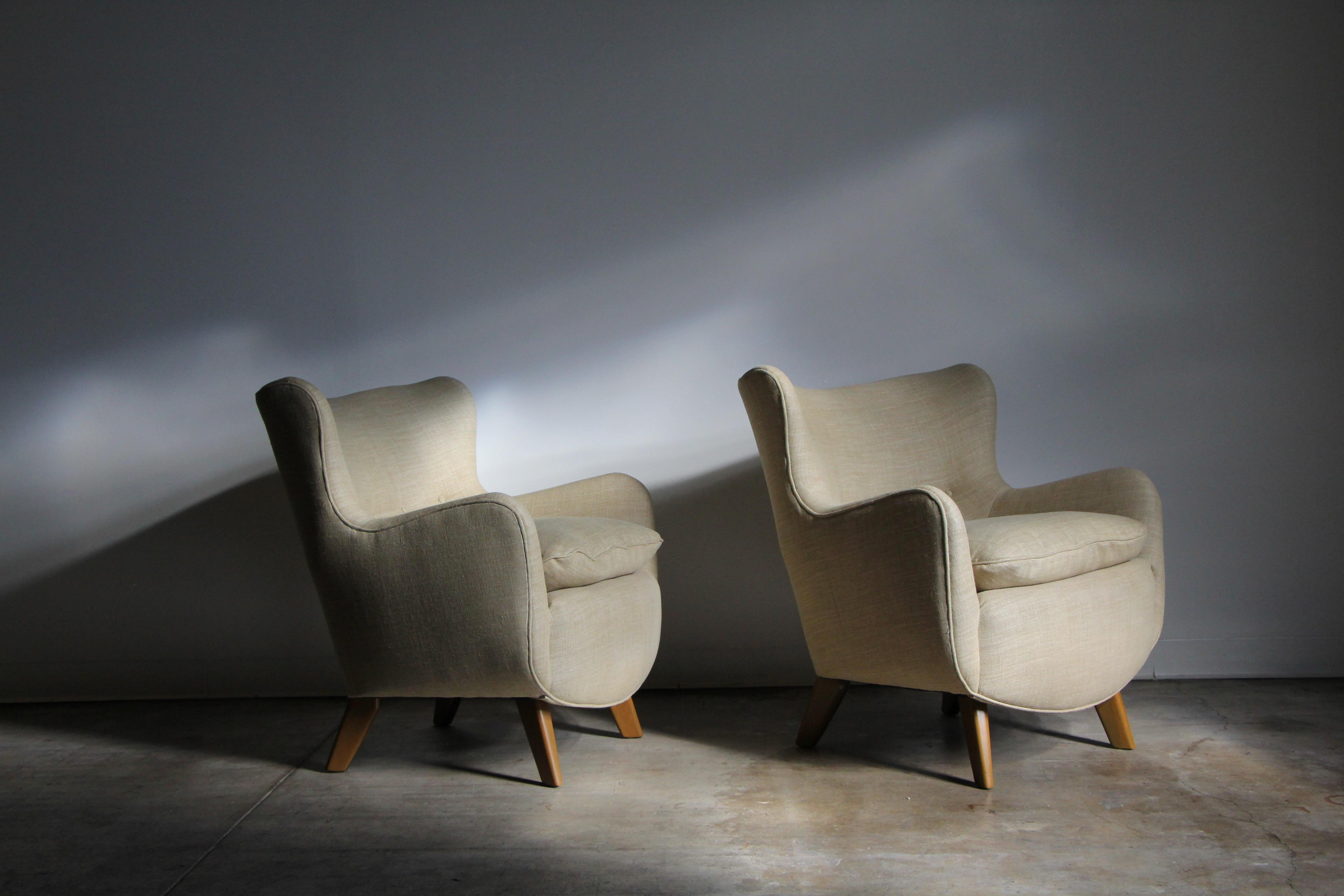 American George Nelson Early Model '4688' Wingback Lounge Chairs for Herman Miller, 1940s For Sale