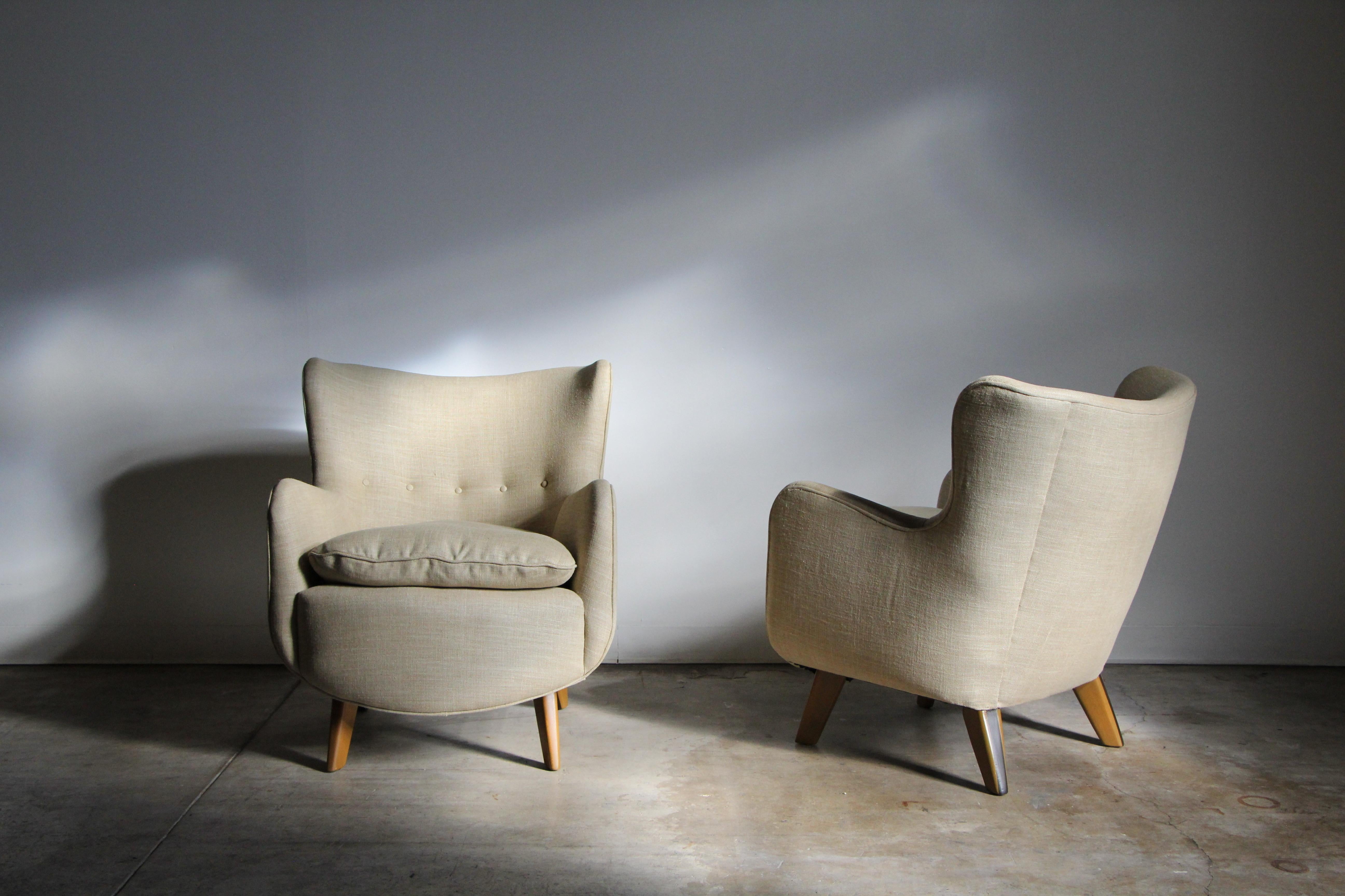 George Nelson Early Model '4688' Wingback Lounge Chairs for Herman Miller, 1940s For Sale 2