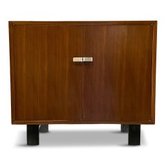 George Nelson Early Walnut Two Door Cabinet for Herman Miller Mid Century
