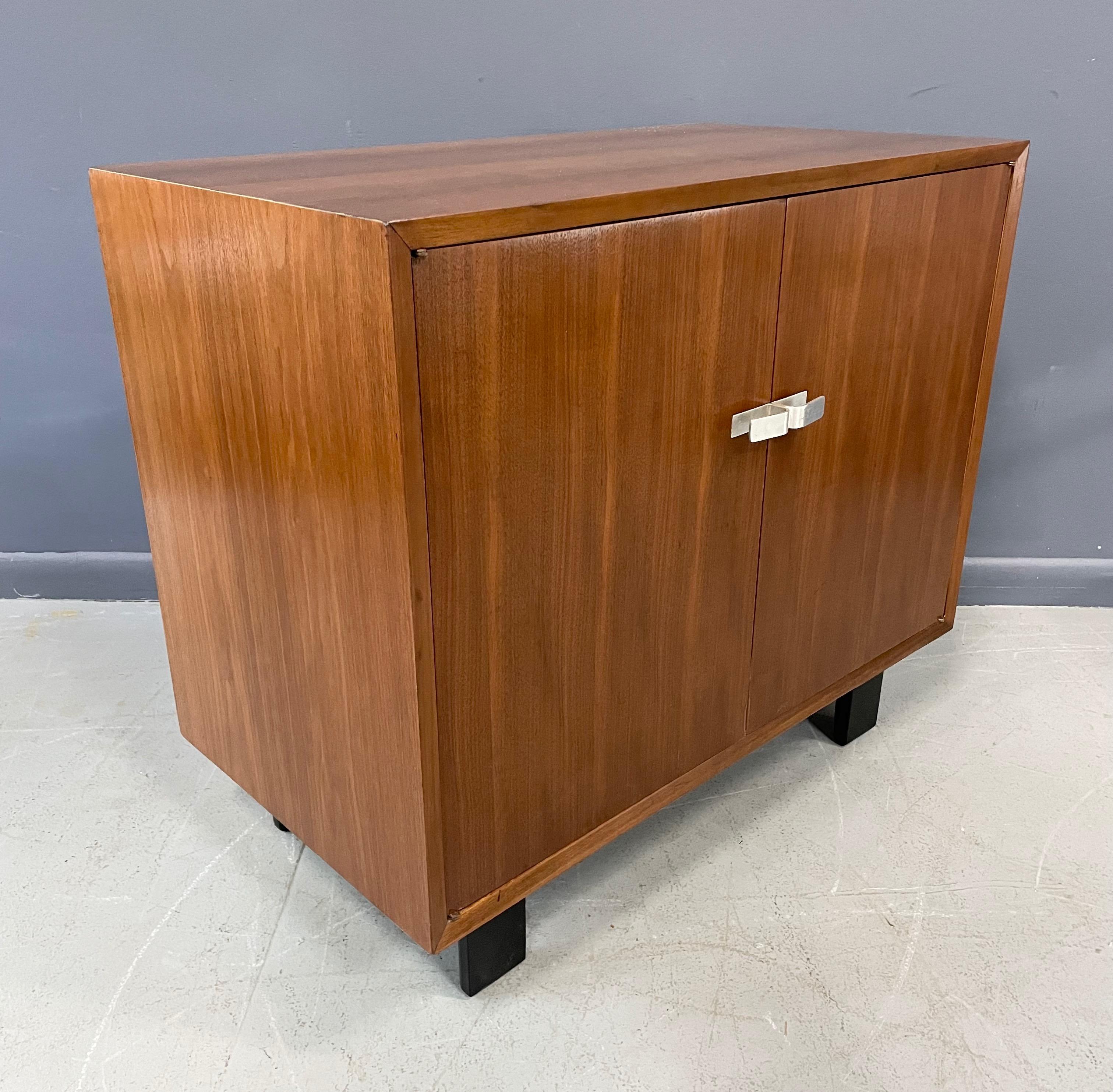 Mid-Century Modern George Nelson Early Walnut Two Door Cabinet for Herman Miller Mid Century For Sale