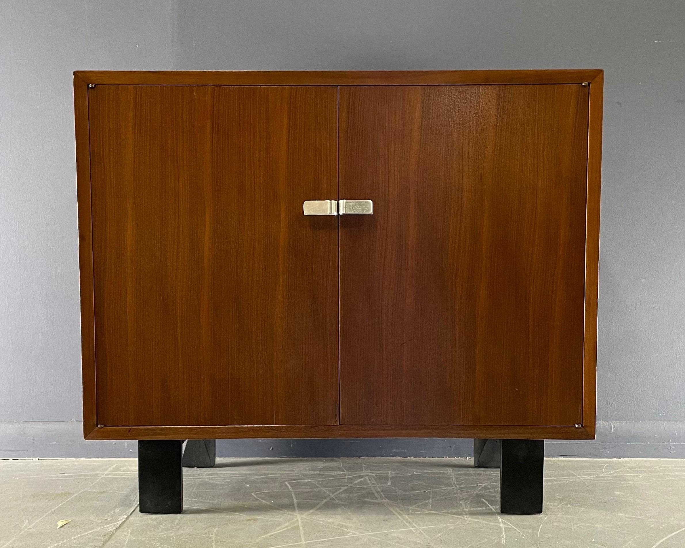 North American George Nelson Early Walnut Two Door Cabinet for Herman Miller Mid Century For Sale