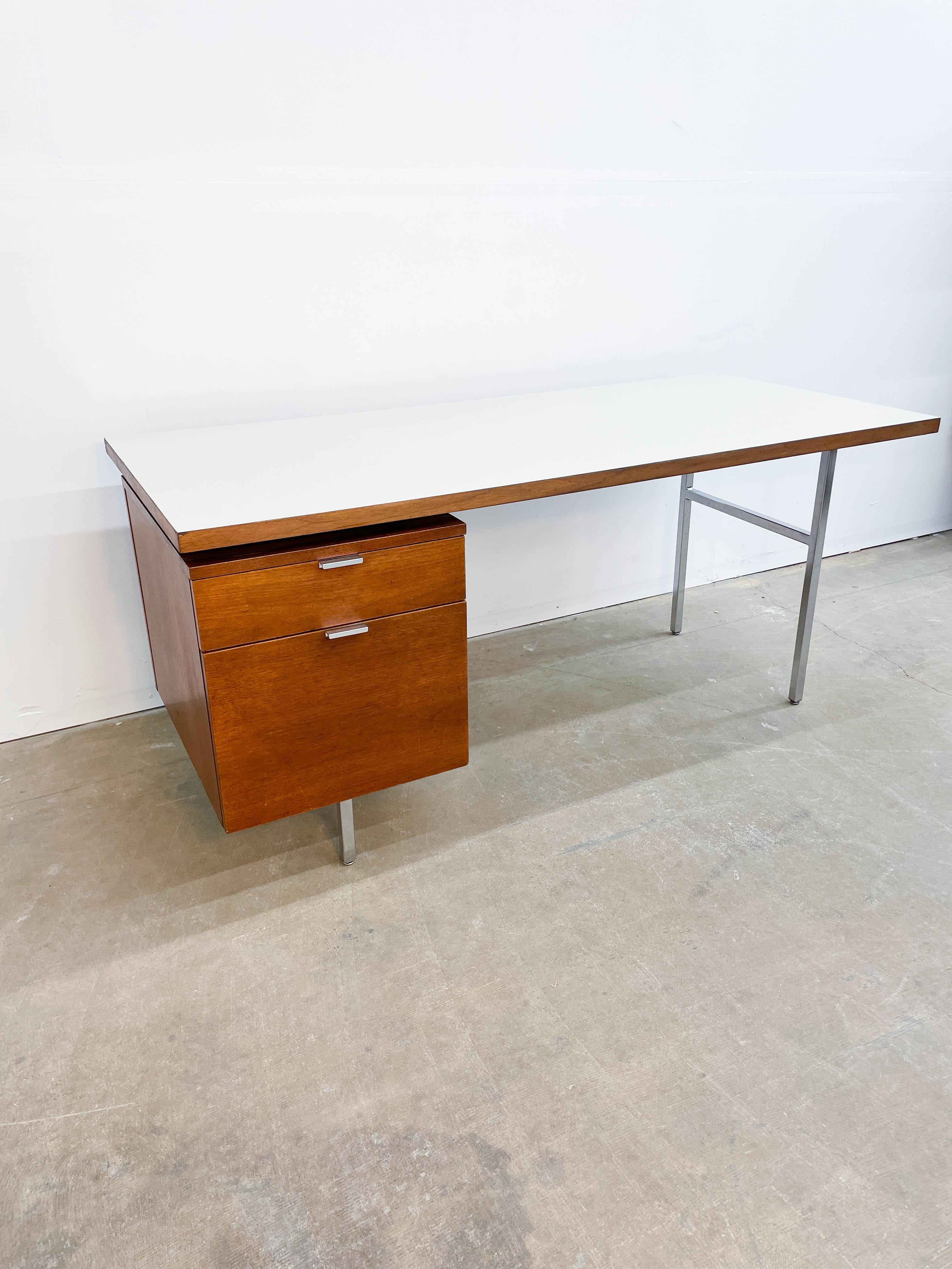 Mid-Century Modern George Nelson Eog Desk with Off-White Top