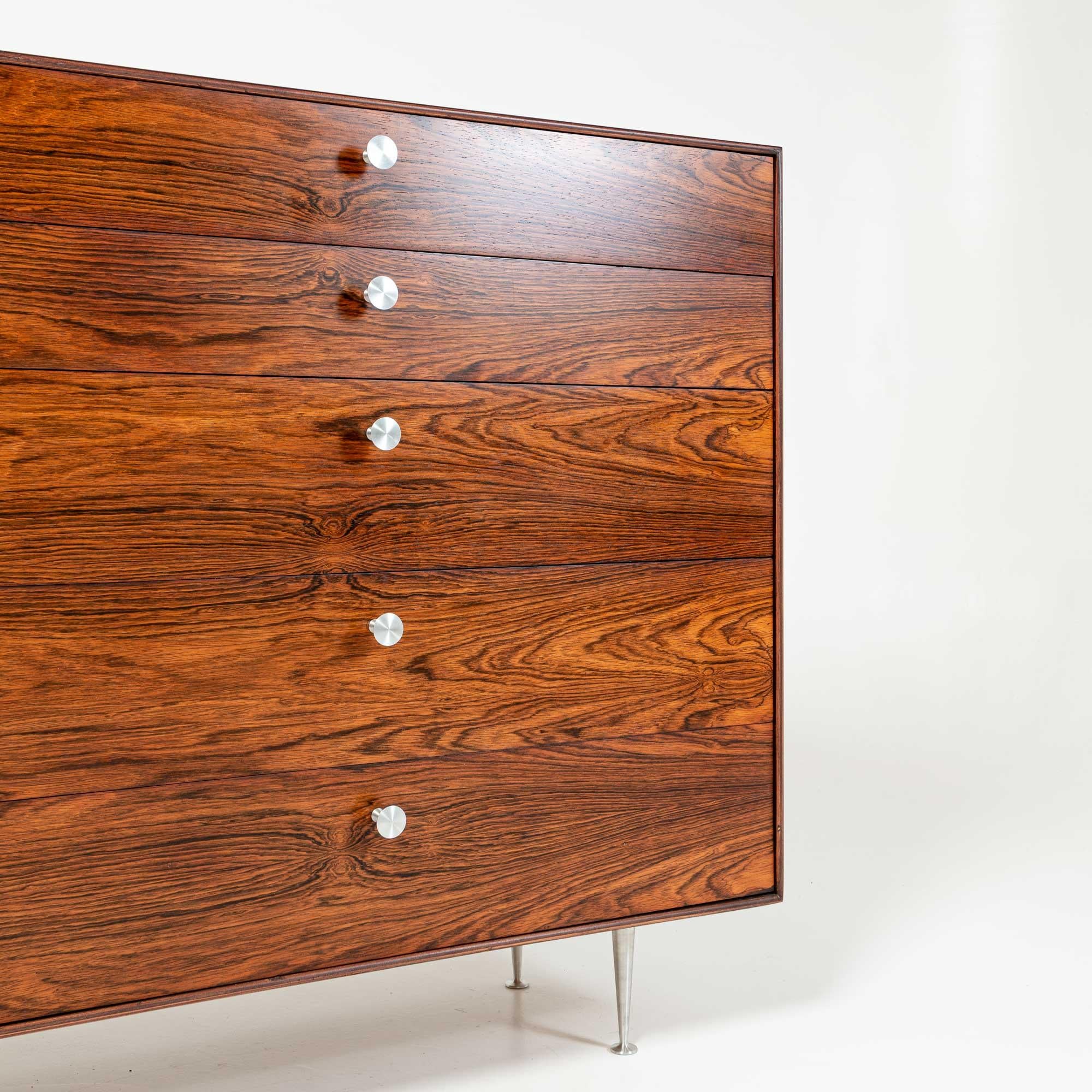 Aluminum George Nelson Five-Drawer Thin Edge Rosewood Dresser 