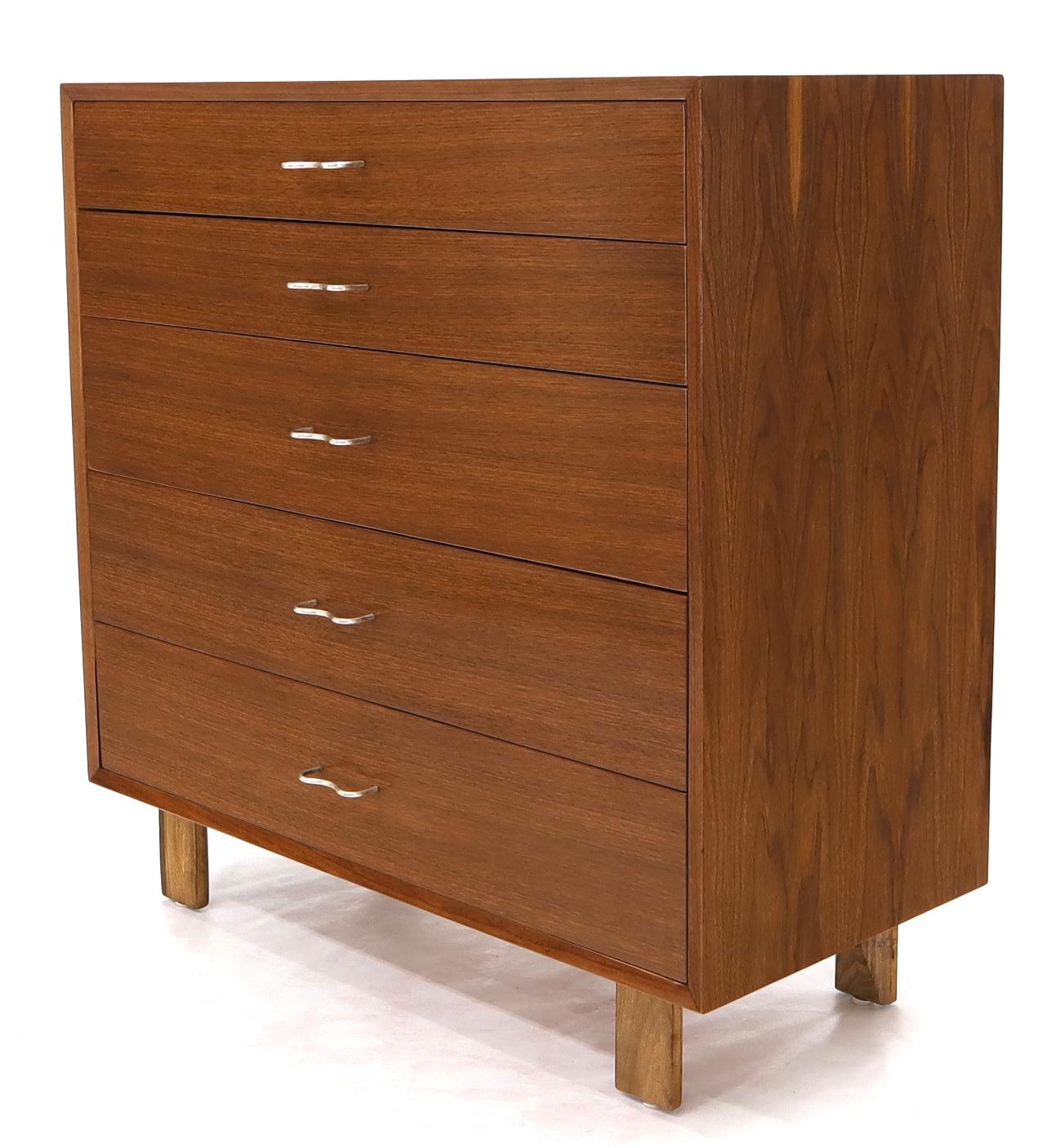 American George Nelson Five Drawers Square Shape Mid-Century Modern Walnut High Chest 
