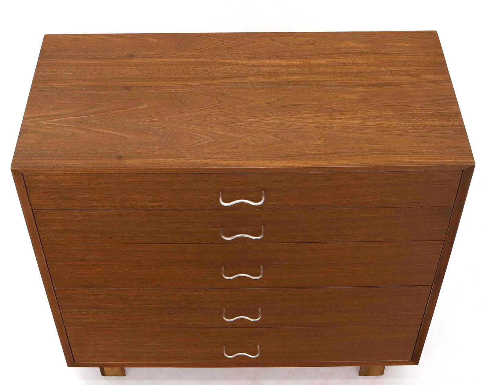 George Nelson Five Drawers Square Shape Mid-Century Modern Walnut High Chest  1