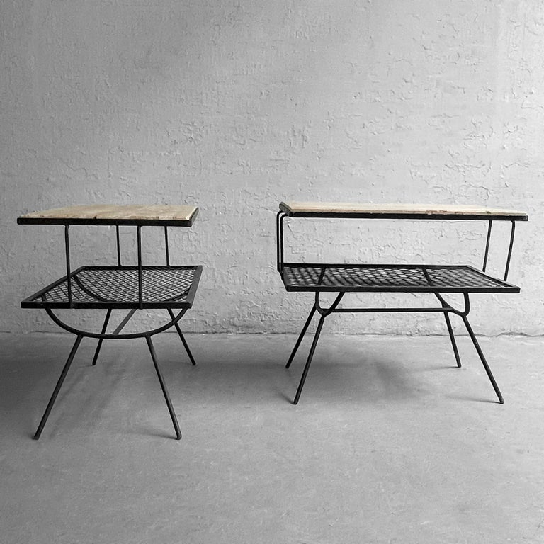 Nelson for Arbuck Wrought Iron Patio Side Tables For Sale at 1stDibs