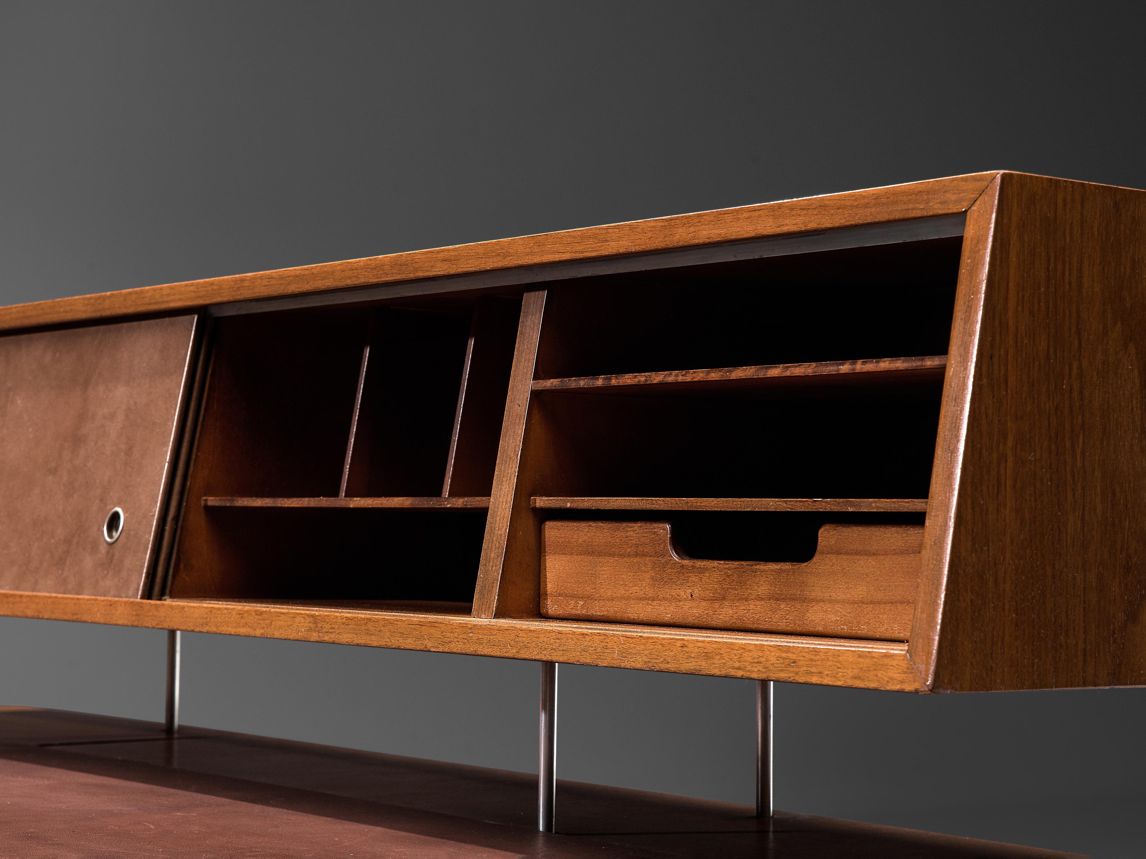 Mid-Century Modern George Nelson for H. Miller '4658' Desk in Walnut, Leather and Steel