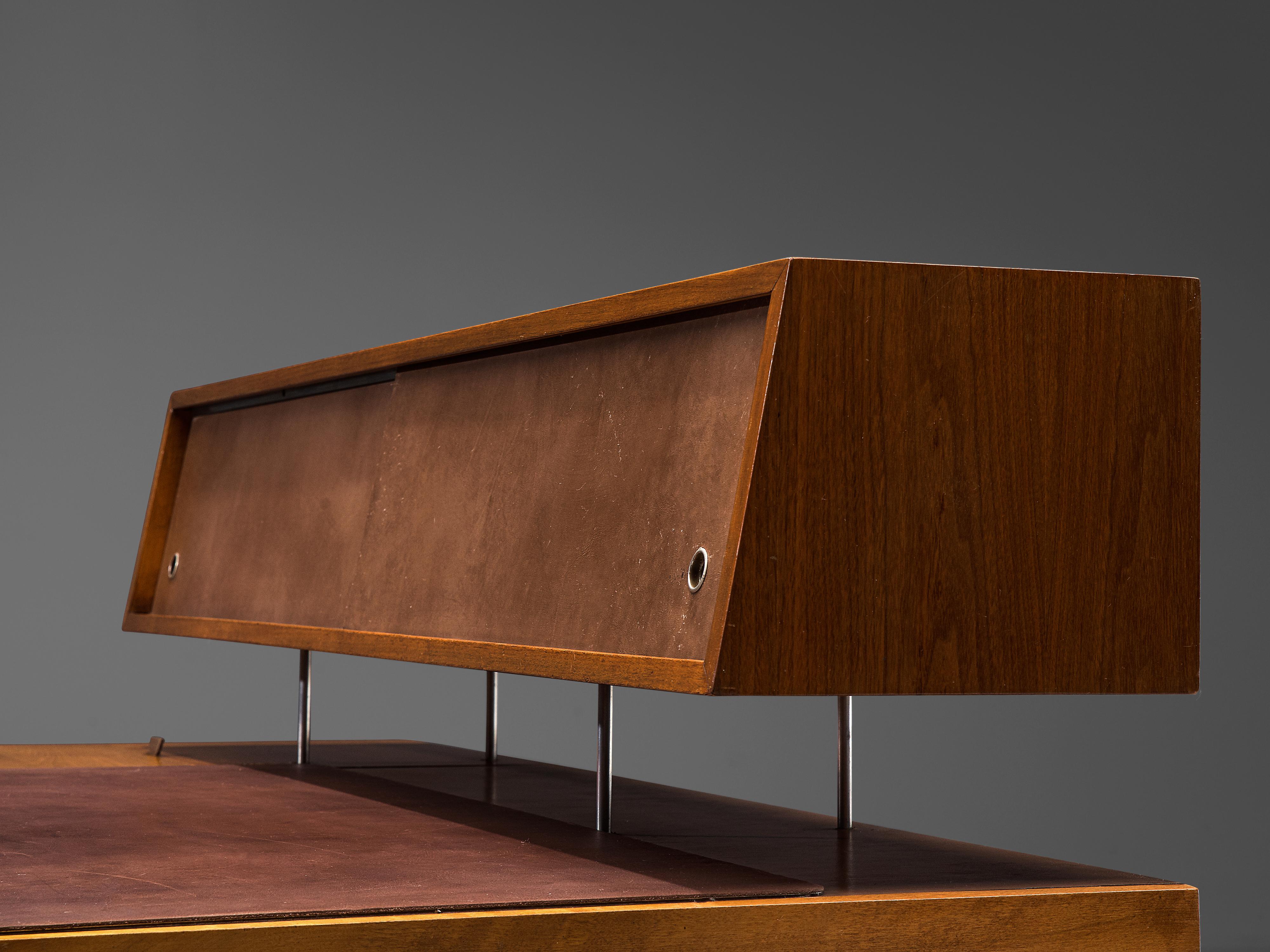 Mid-20th Century George Nelson for H. Miller Desk Model 4658 in Walnut, Leather and Steel