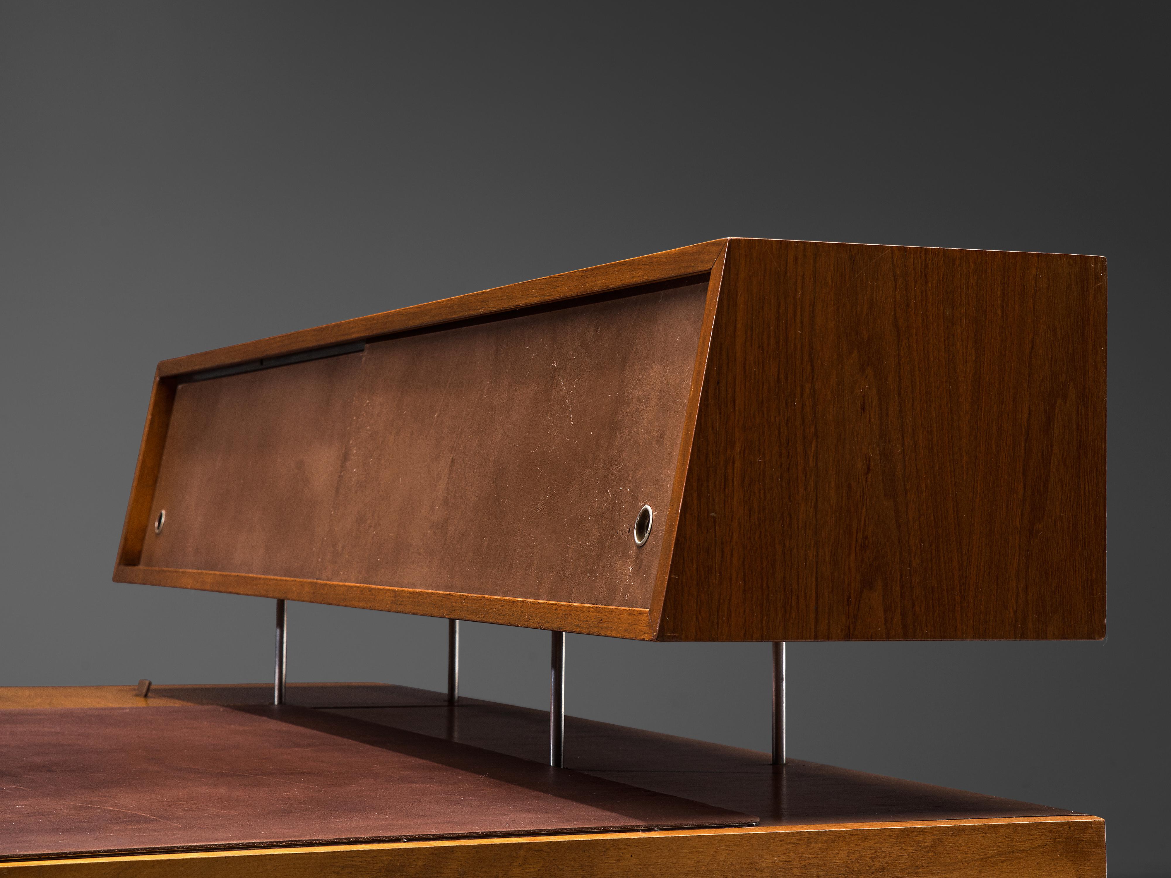 George Nelson for H. Miller '4658' Desk in Walnut, Leather and Steel 1
