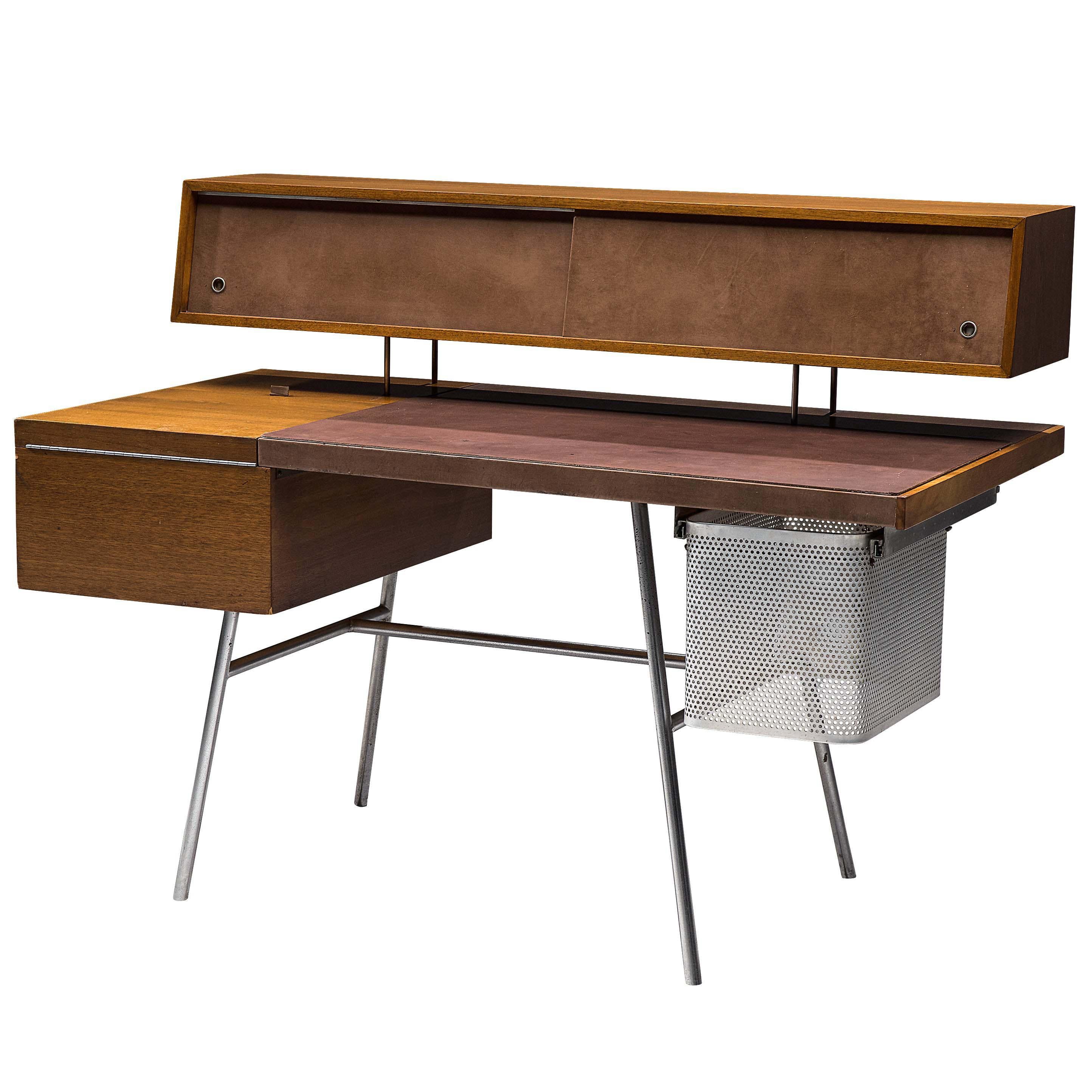 George Nelson for H. Miller Desk Model 4658 in Walnut, Leather and Steel