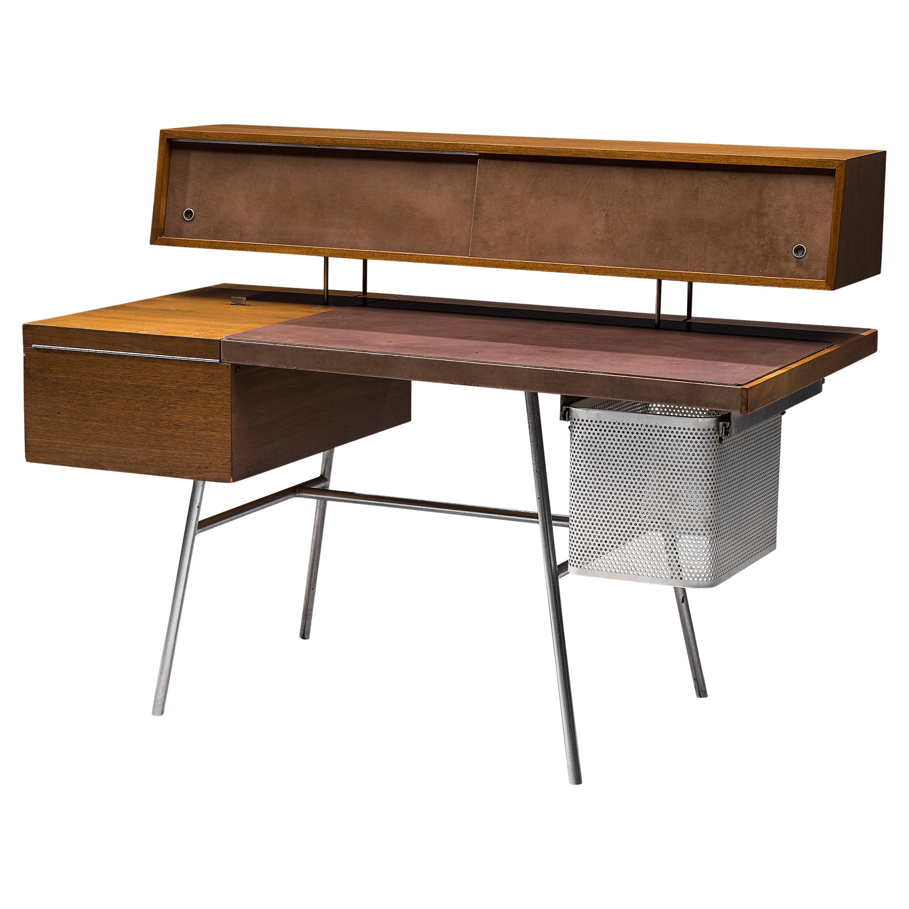 George Nelson for H. Miller '4658' Desk in Walnut, Leather and Steel