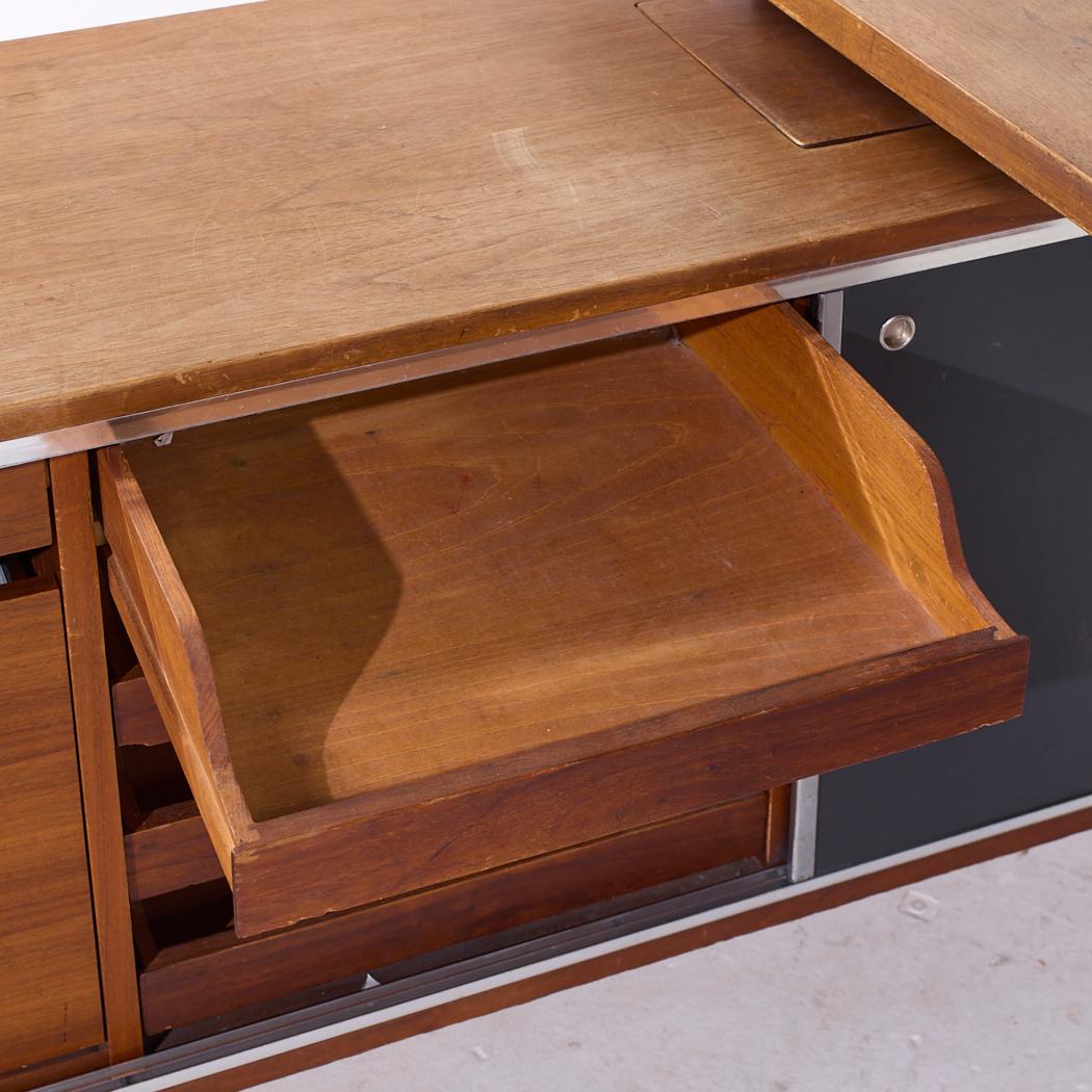George Nelson for Herman Miller Executive Office Group Walnut Desk & Return For Sale 5