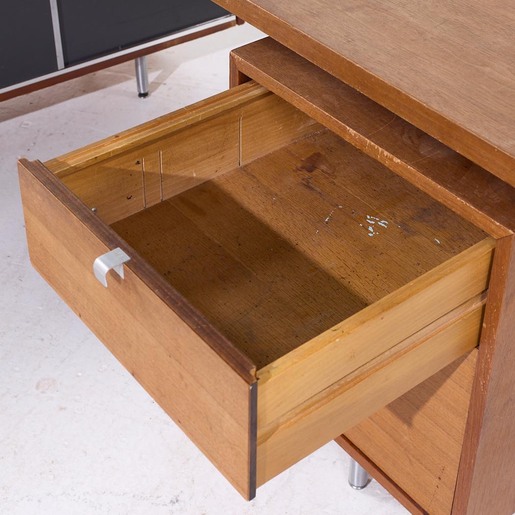 George Nelson for Herman Miller Executive Office Group Walnut Desk & Return For Sale 8