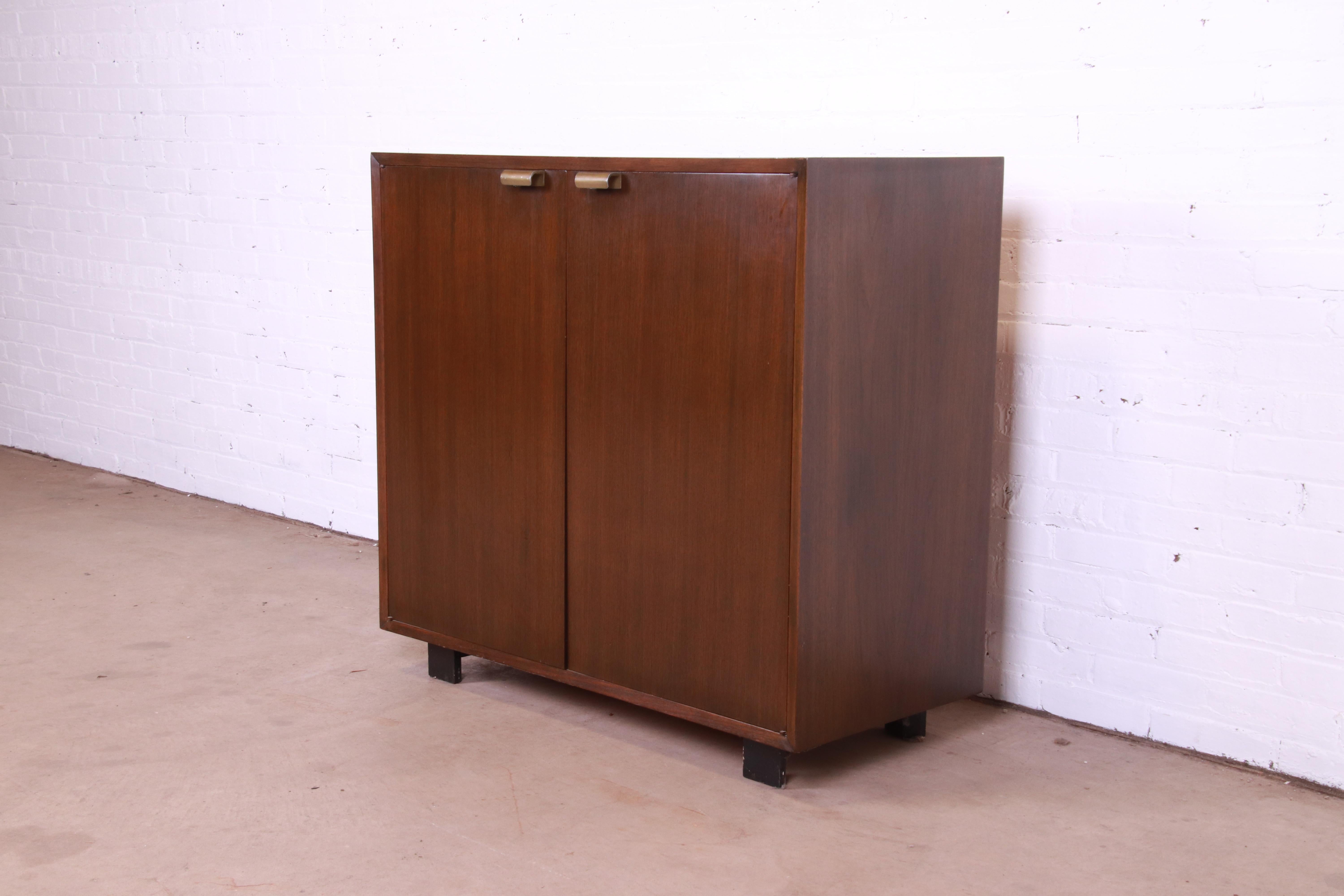 George Nelson for Herman Miller Basic Cabinet Series Walnut Bar Cabinet, 1950s In Good Condition In South Bend, IN