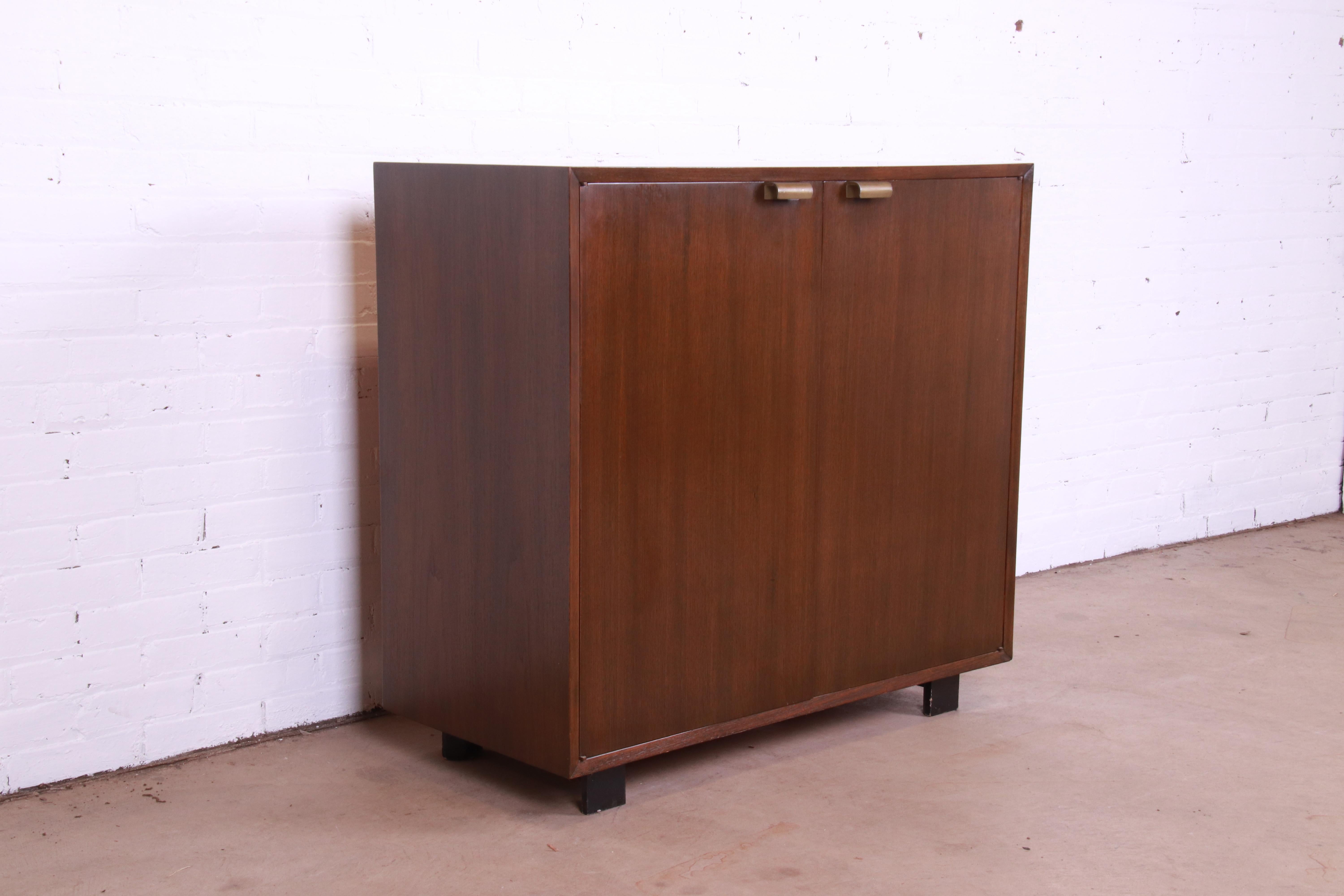 Brass George Nelson for Herman Miller Basic Cabinet Series Walnut Bar Cabinet, 1950s