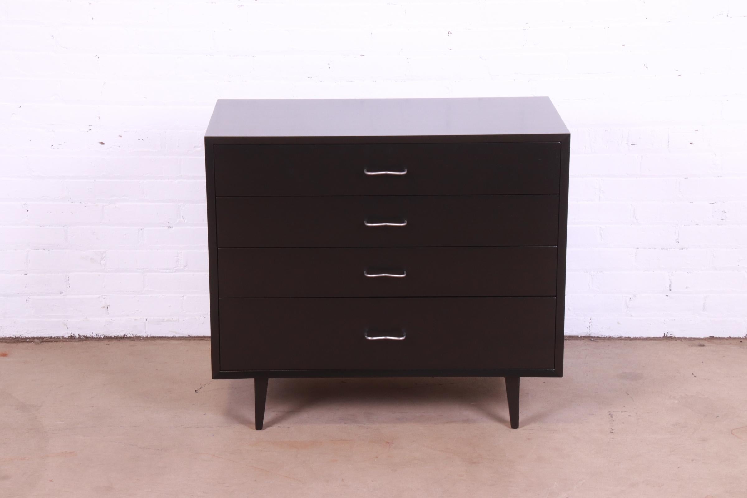 Mid-Century Modern George Nelson for Herman Miller Black Lacquered Dresser Chest, Newly Refinished