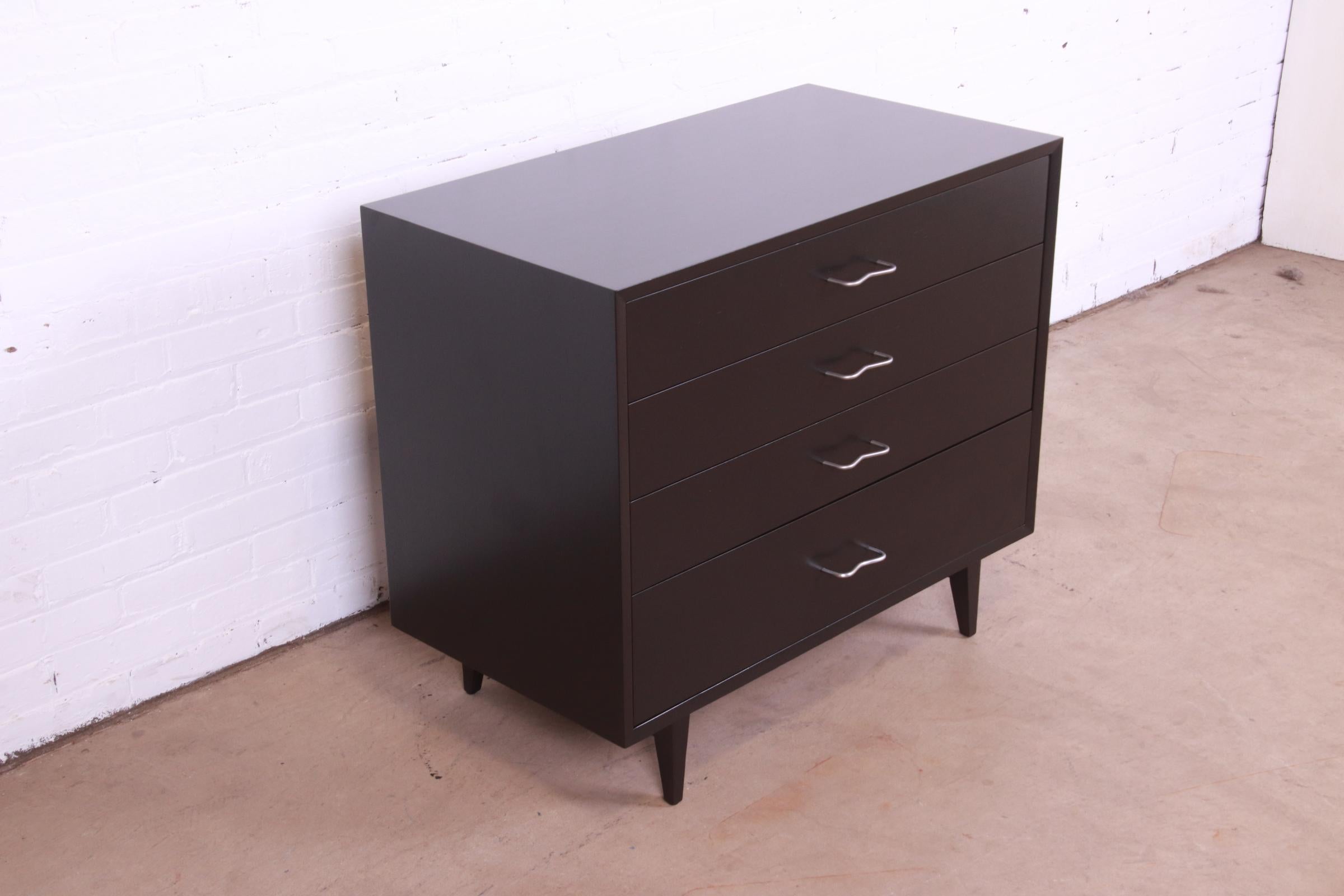Aluminum George Nelson for Herman Miller Black Lacquered Dresser Chest, Newly Refinished