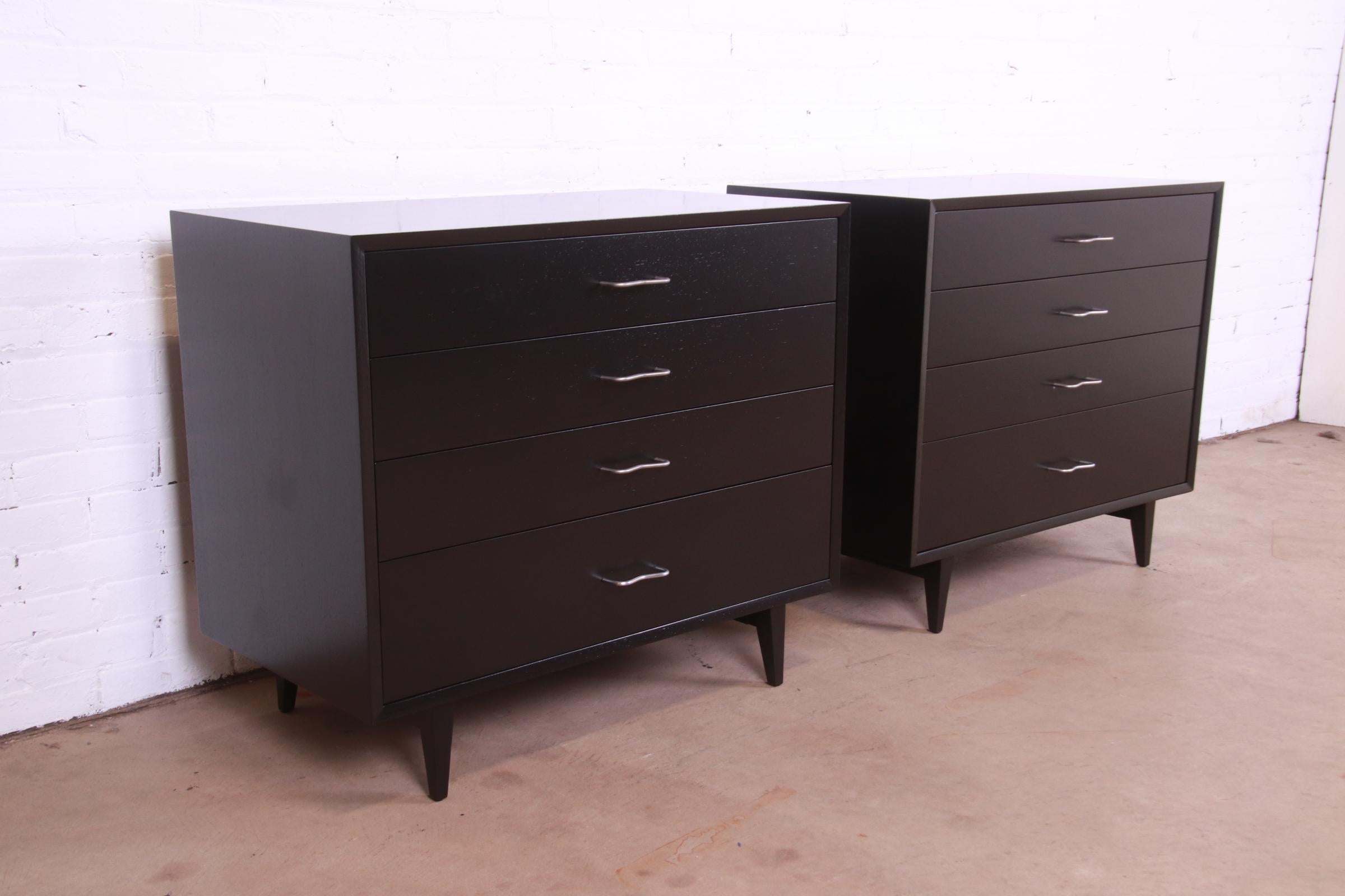 Mid-20th Century George Nelson for Herman Miller Black Lacquered Dresser Chests, Newly Refinished