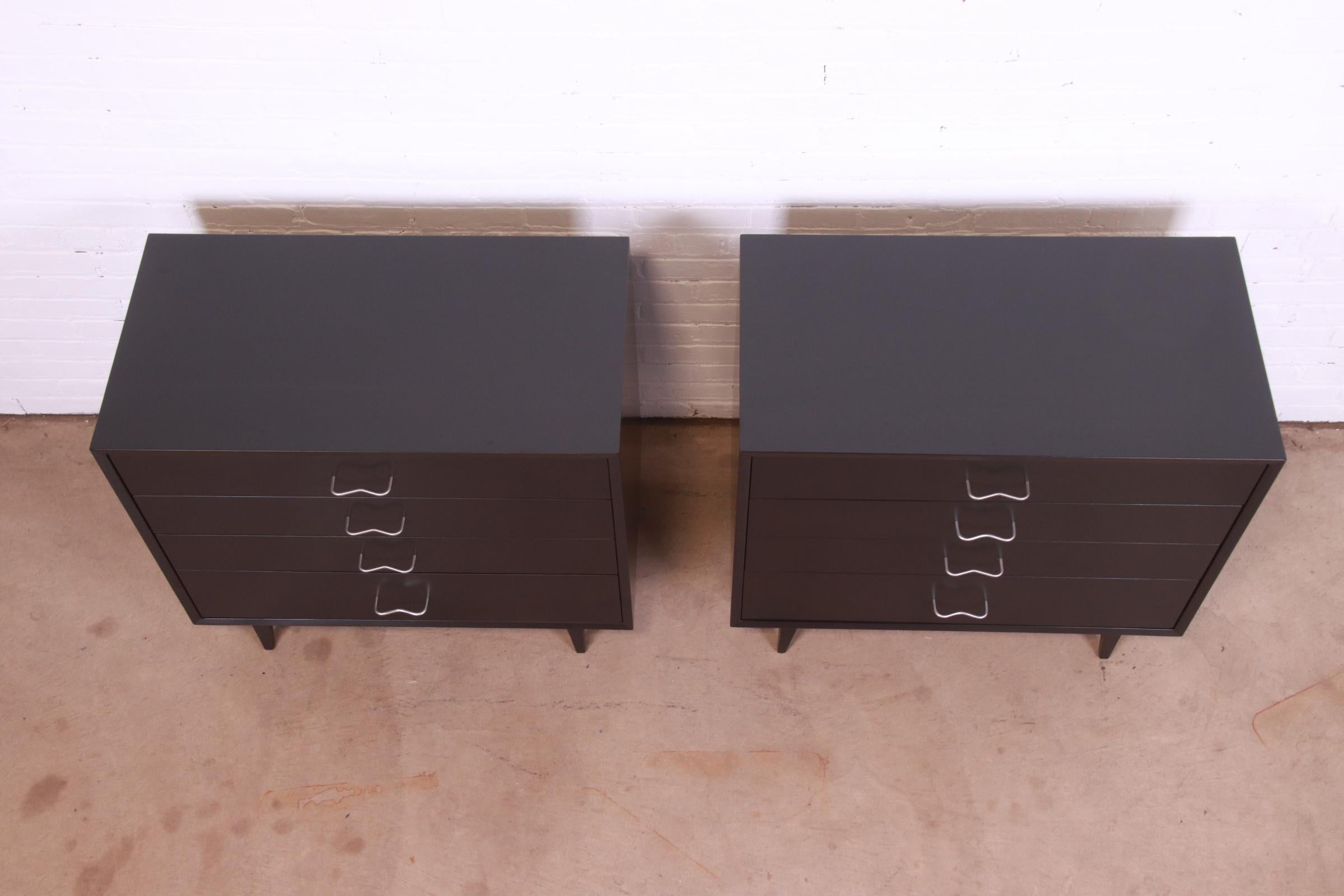 Aluminum George Nelson for Herman Miller Black Lacquered Dresser Chests, Newly Refinished