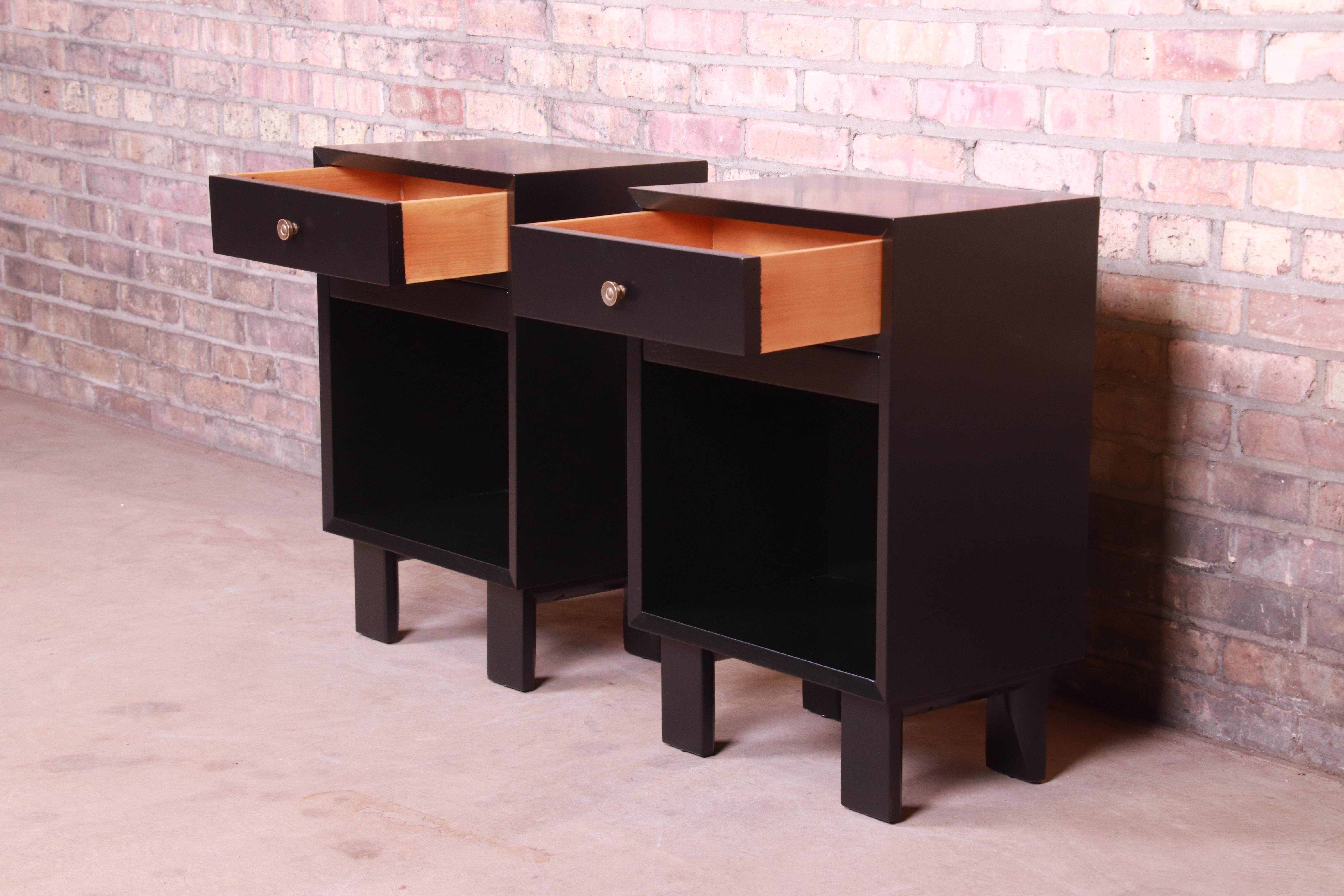 George Nelson for Herman Miller Black Lacquered Nightstands, Newly Refinished 3