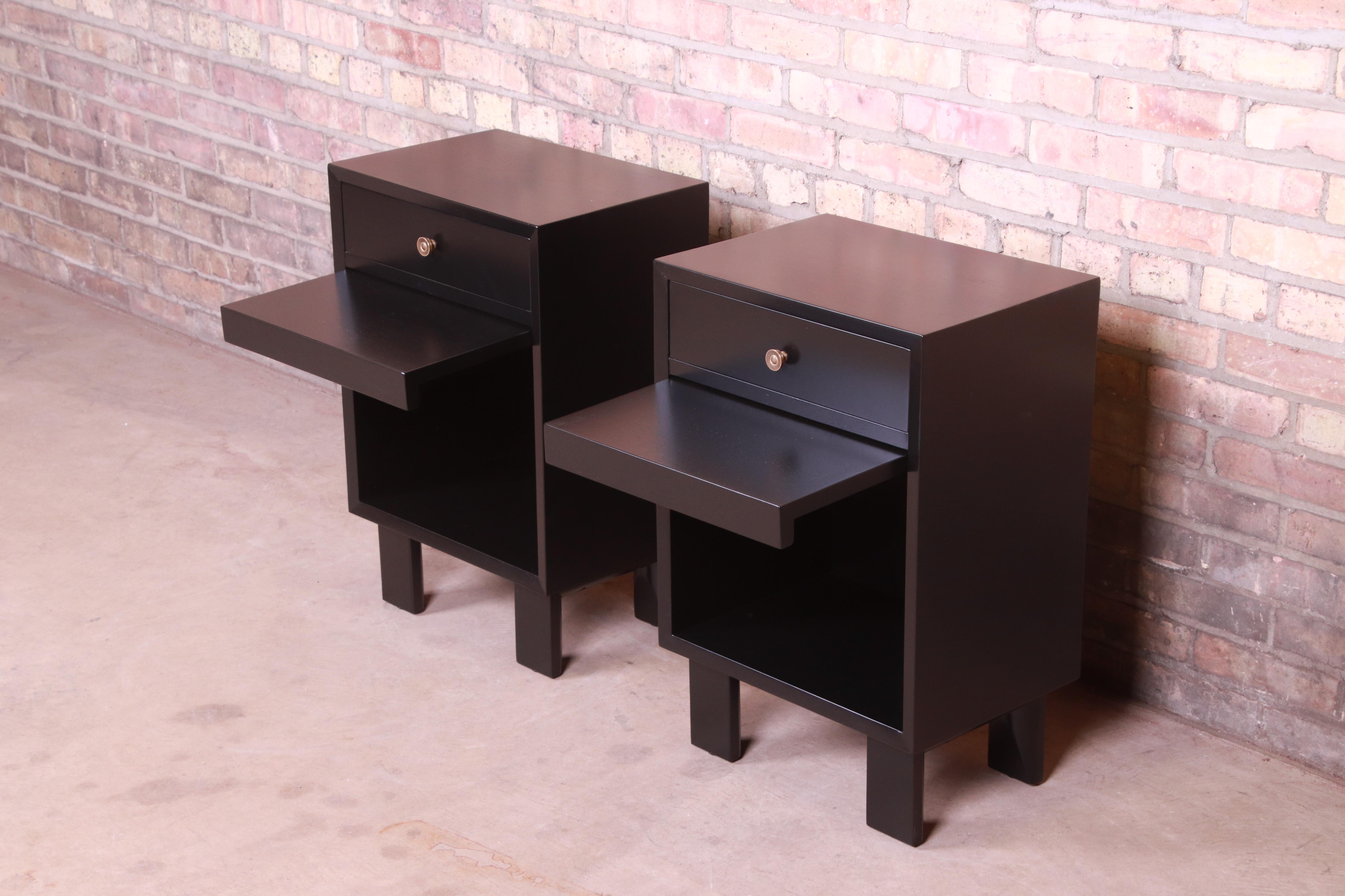 George Nelson for Herman Miller Black Lacquered Nightstands, Newly Refinished 5