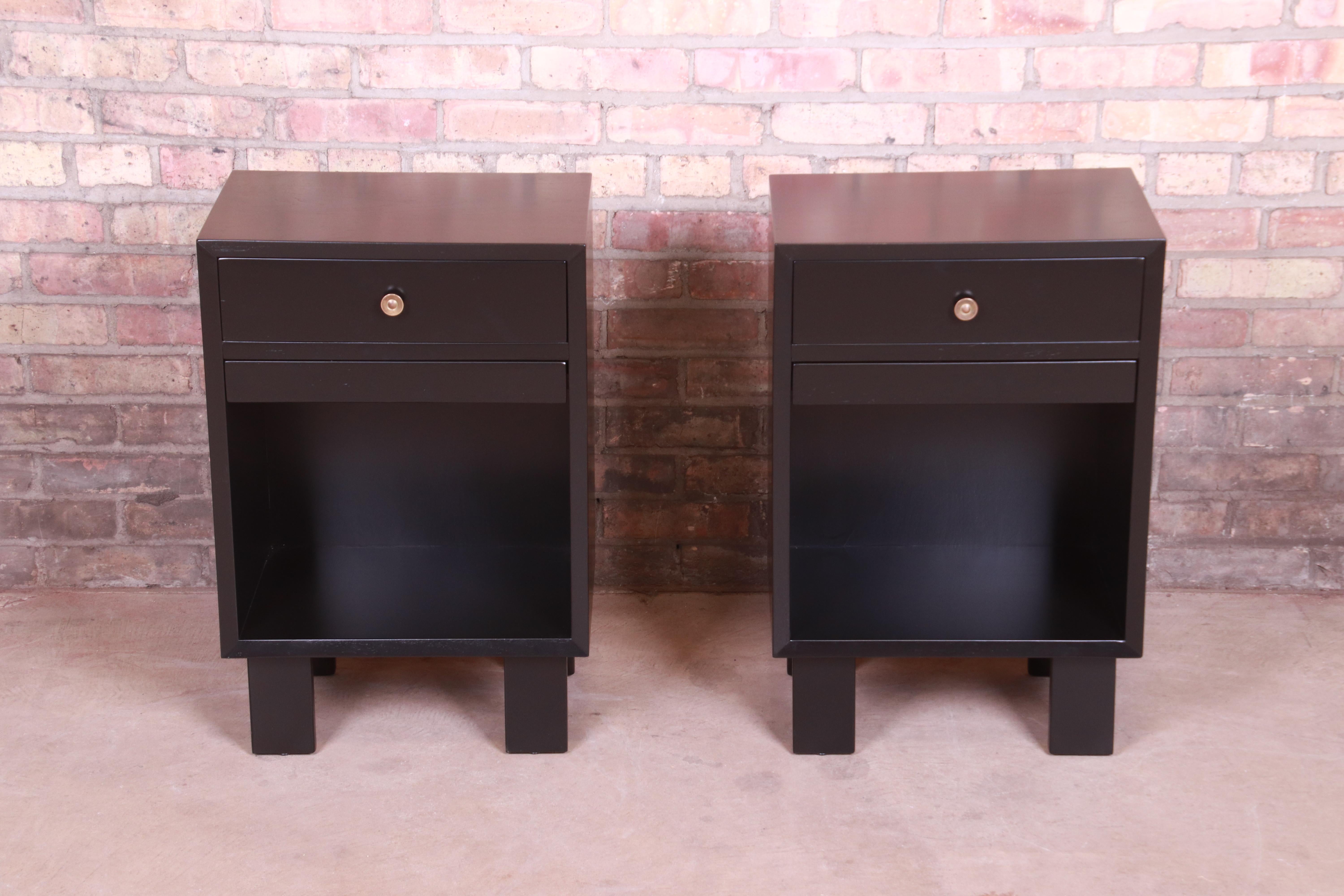 Mid-Century Modern George Nelson for Herman Miller Black Lacquered Nightstands, Newly Refinished