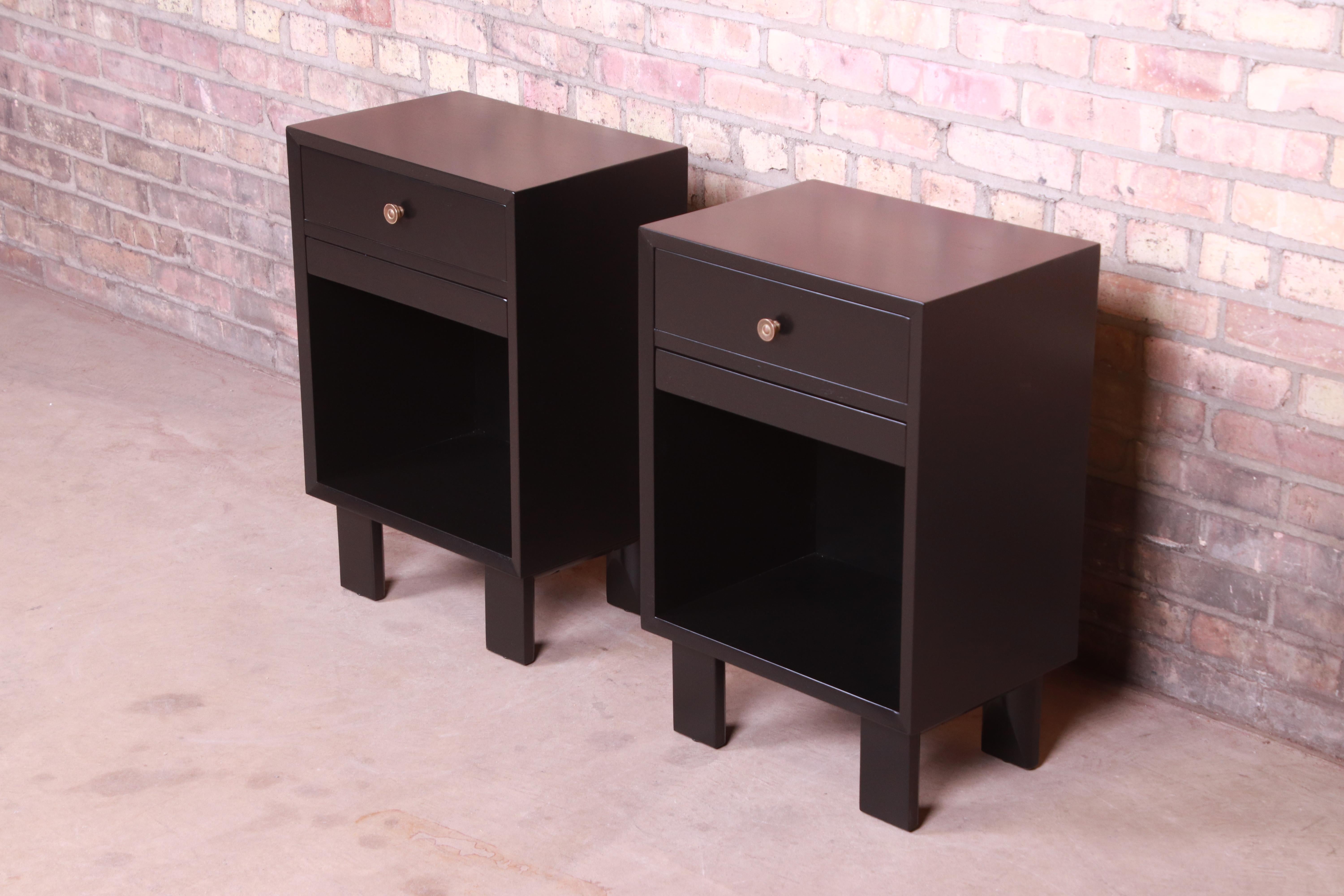 American George Nelson for Herman Miller Black Lacquered Nightstands, Newly Refinished