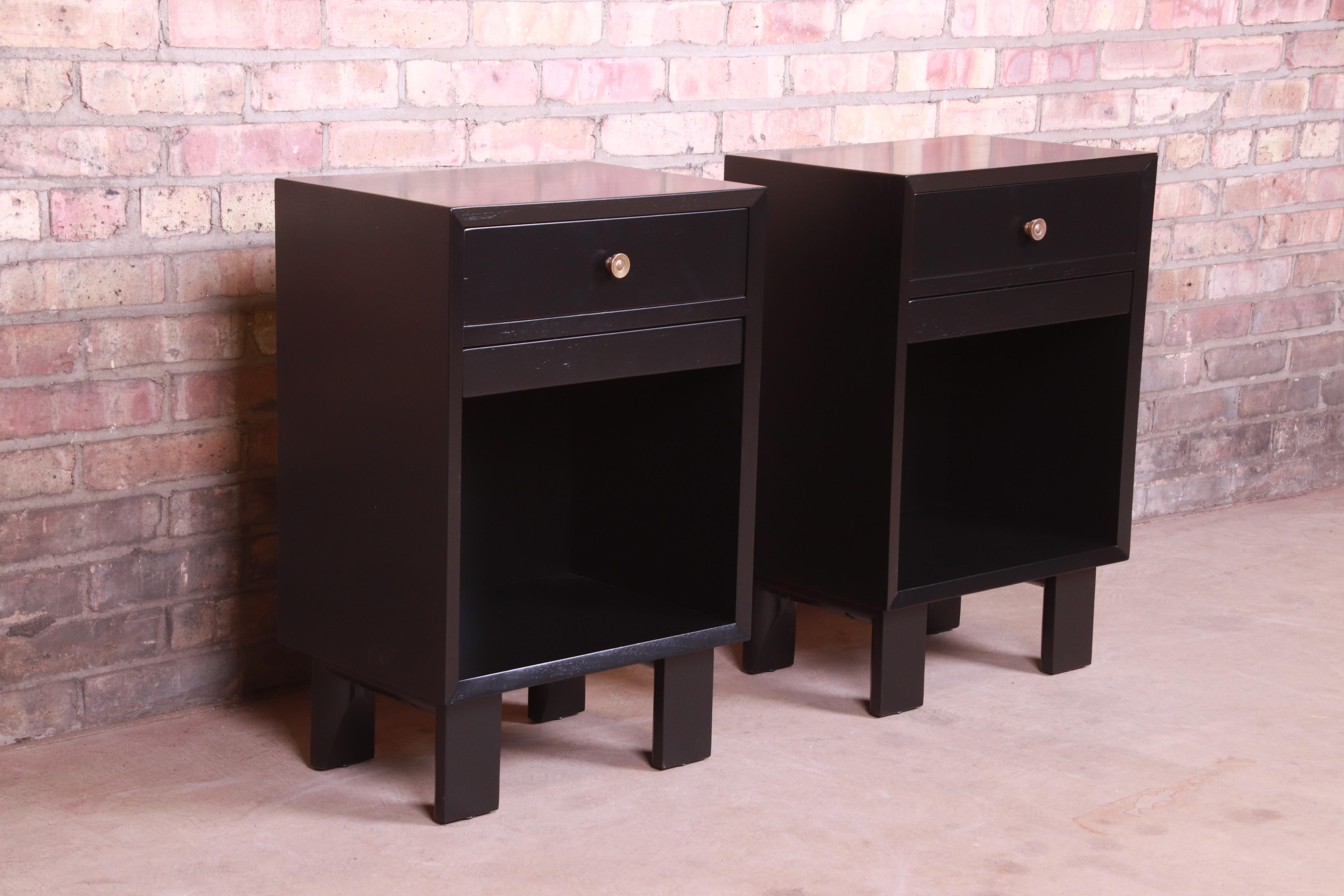 Mid-20th Century George Nelson for Herman Miller Black Lacquered Nightstands, Newly Refinished
