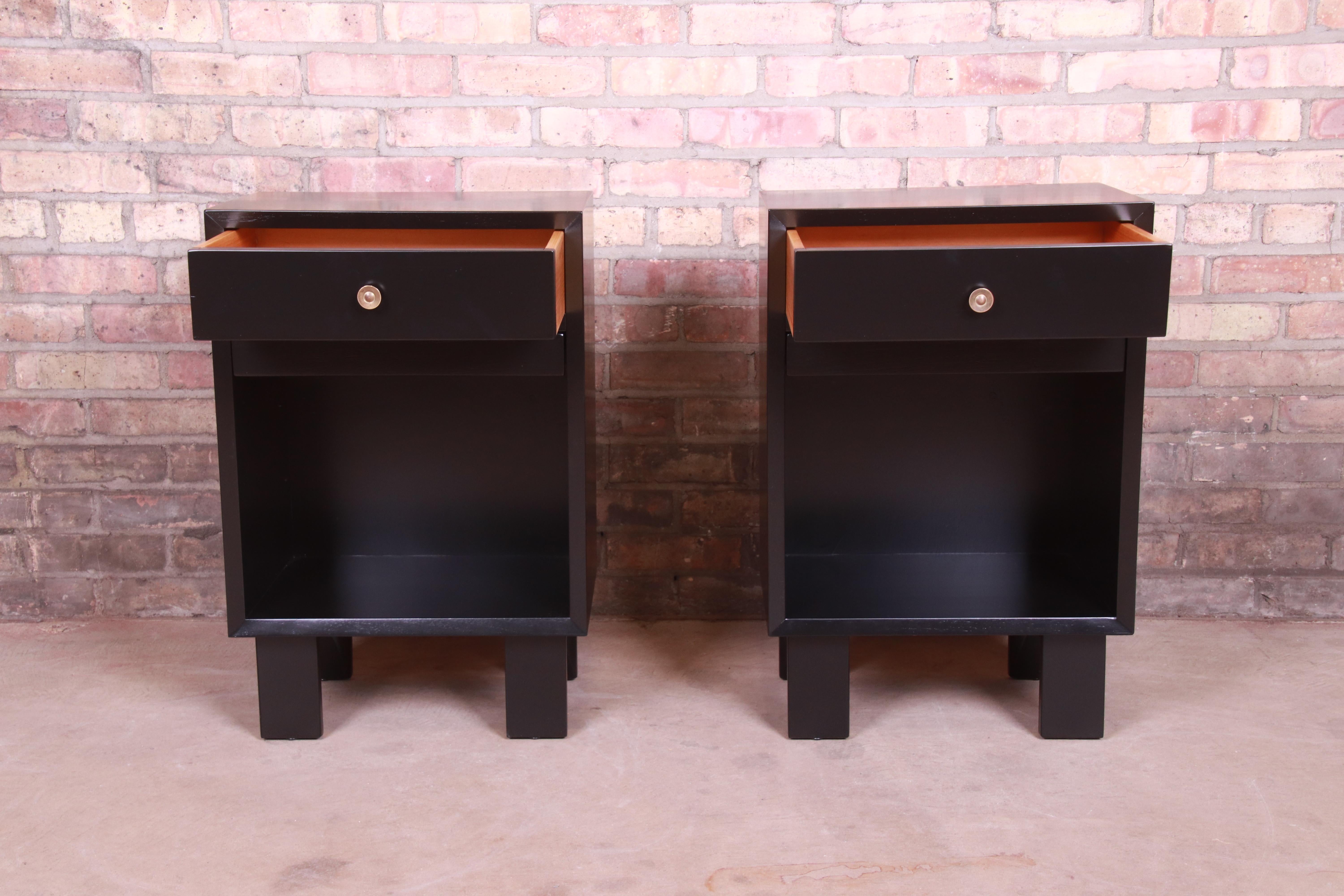 George Nelson for Herman Miller Black Lacquered Nightstands, Newly Refinished 1