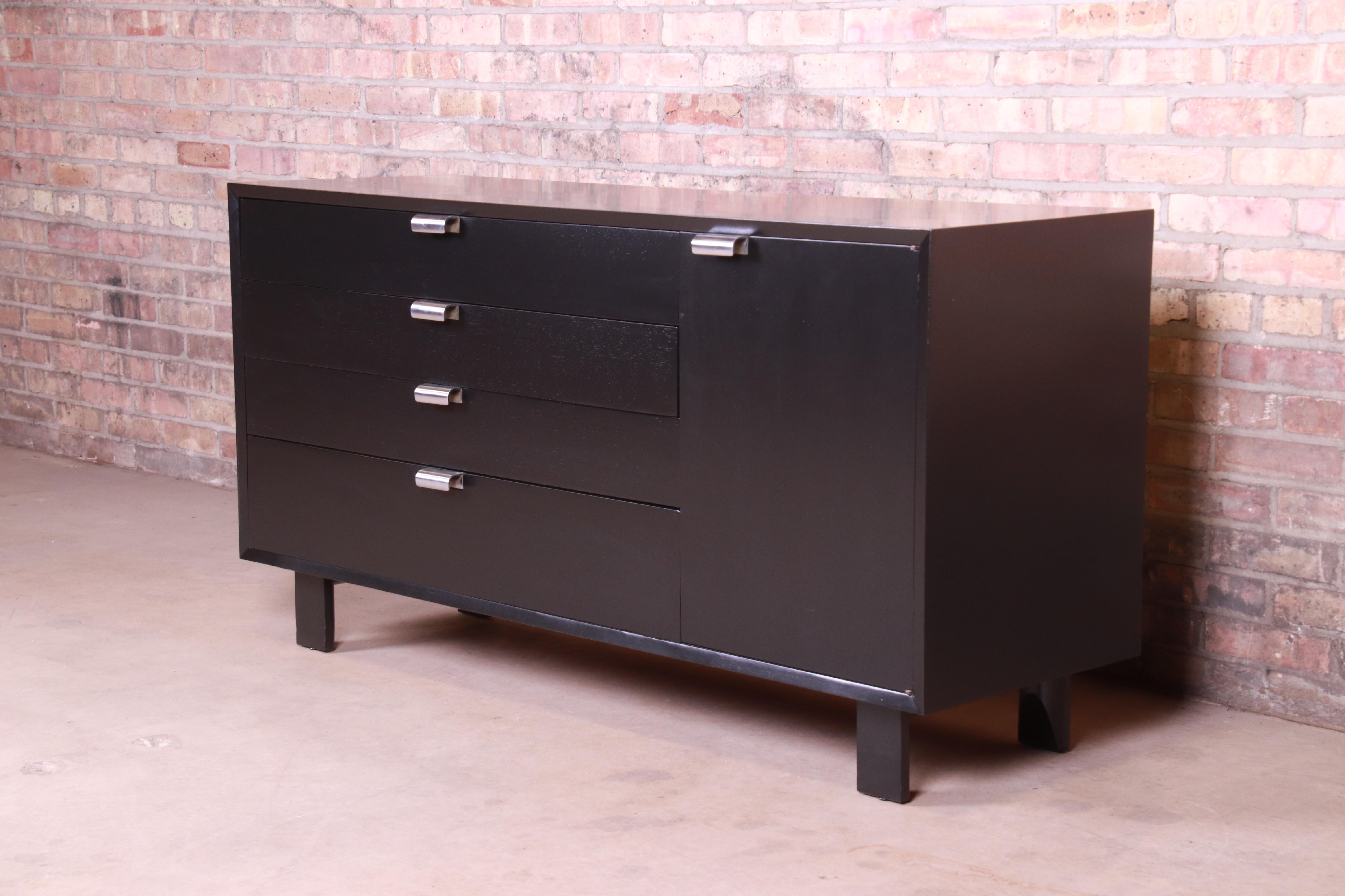 Mid-Century Modern George Nelson for Herman Miller Black Lacquered Sideboard Credenza, Refinished For Sale