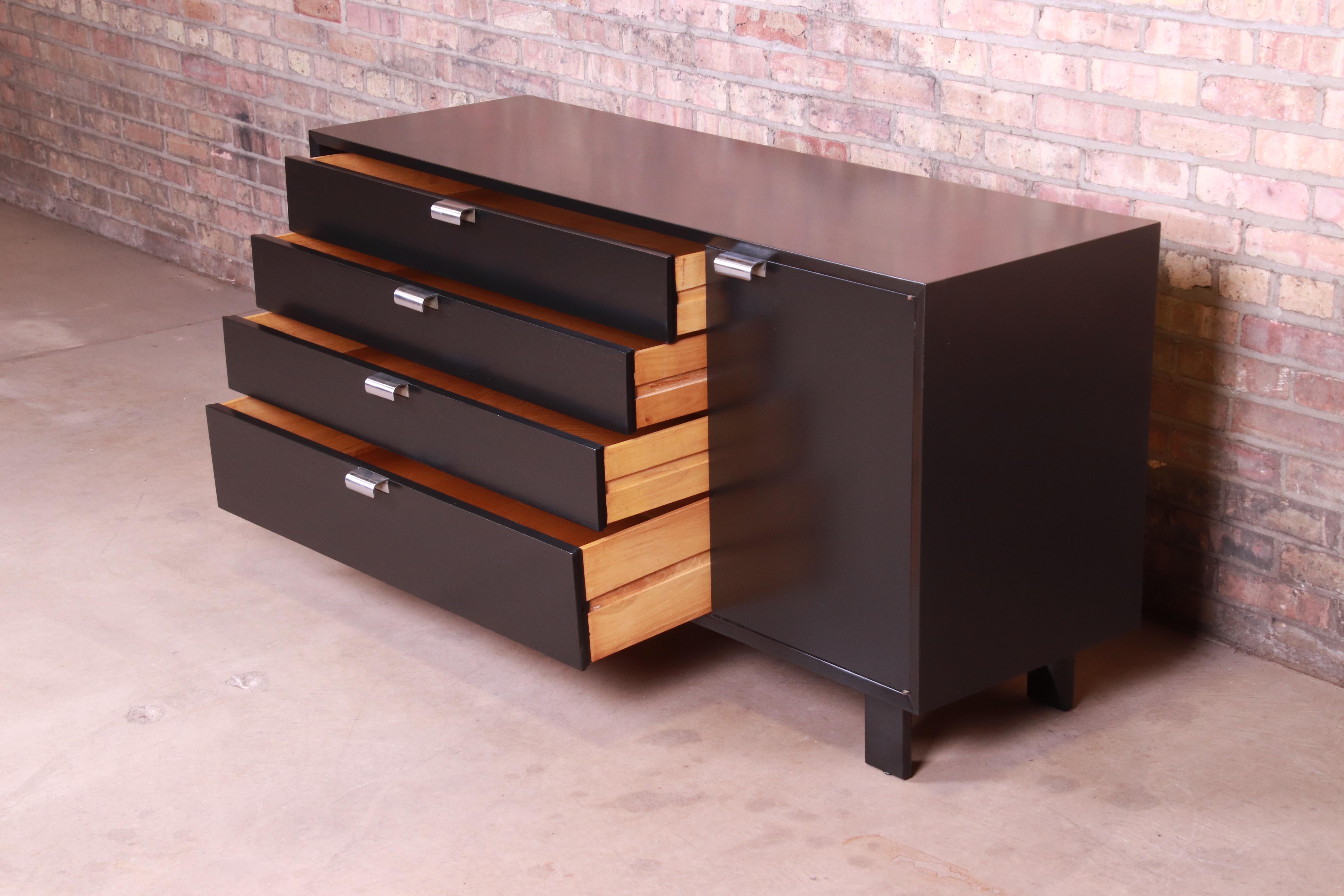 American George Nelson for Herman Miller Black Lacquered Sideboard Credenza, Refinished For Sale