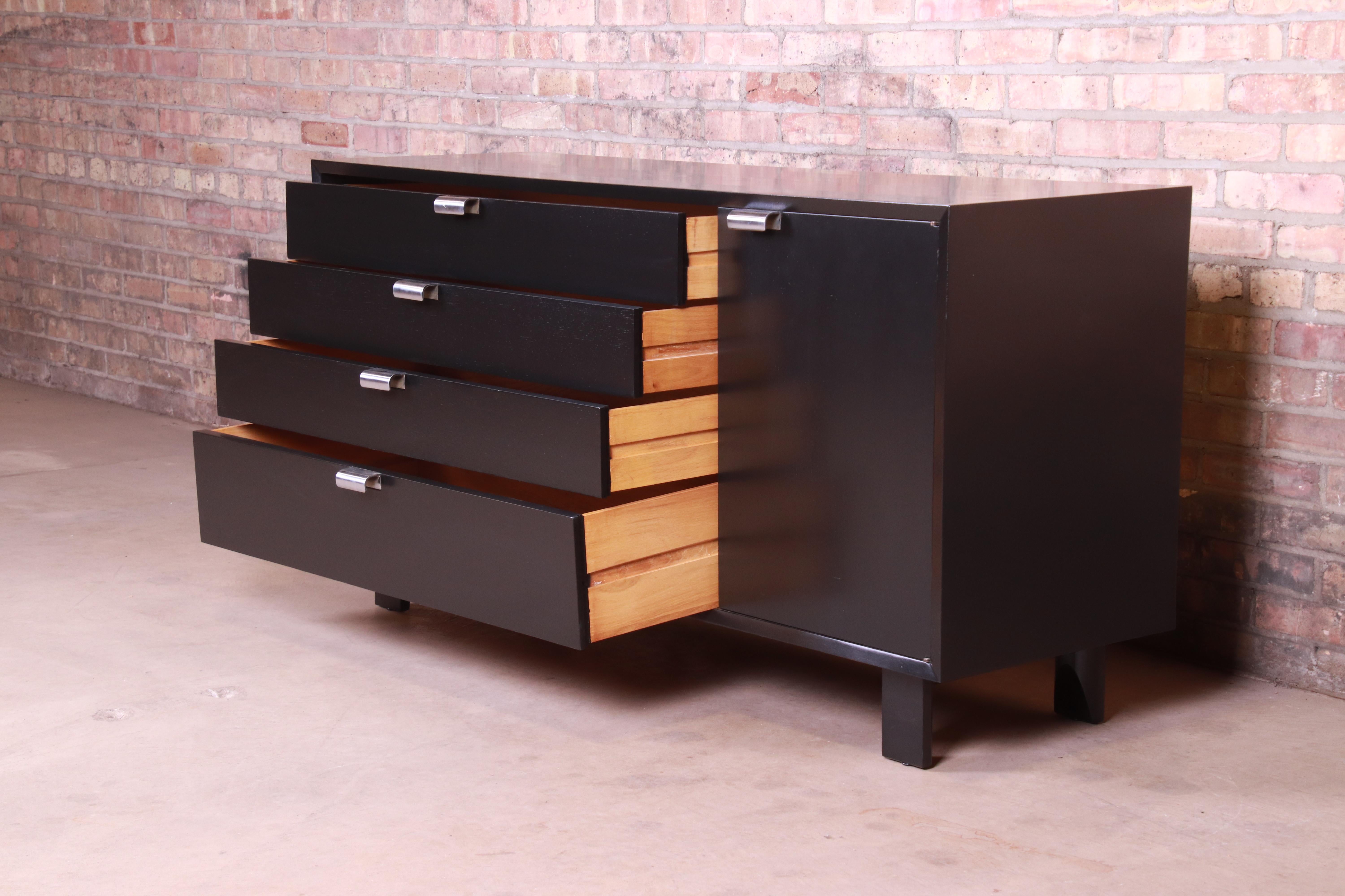 George Nelson for Herman Miller Black Lacquered Sideboard Credenza, Refinished In Good Condition For Sale In South Bend, IN